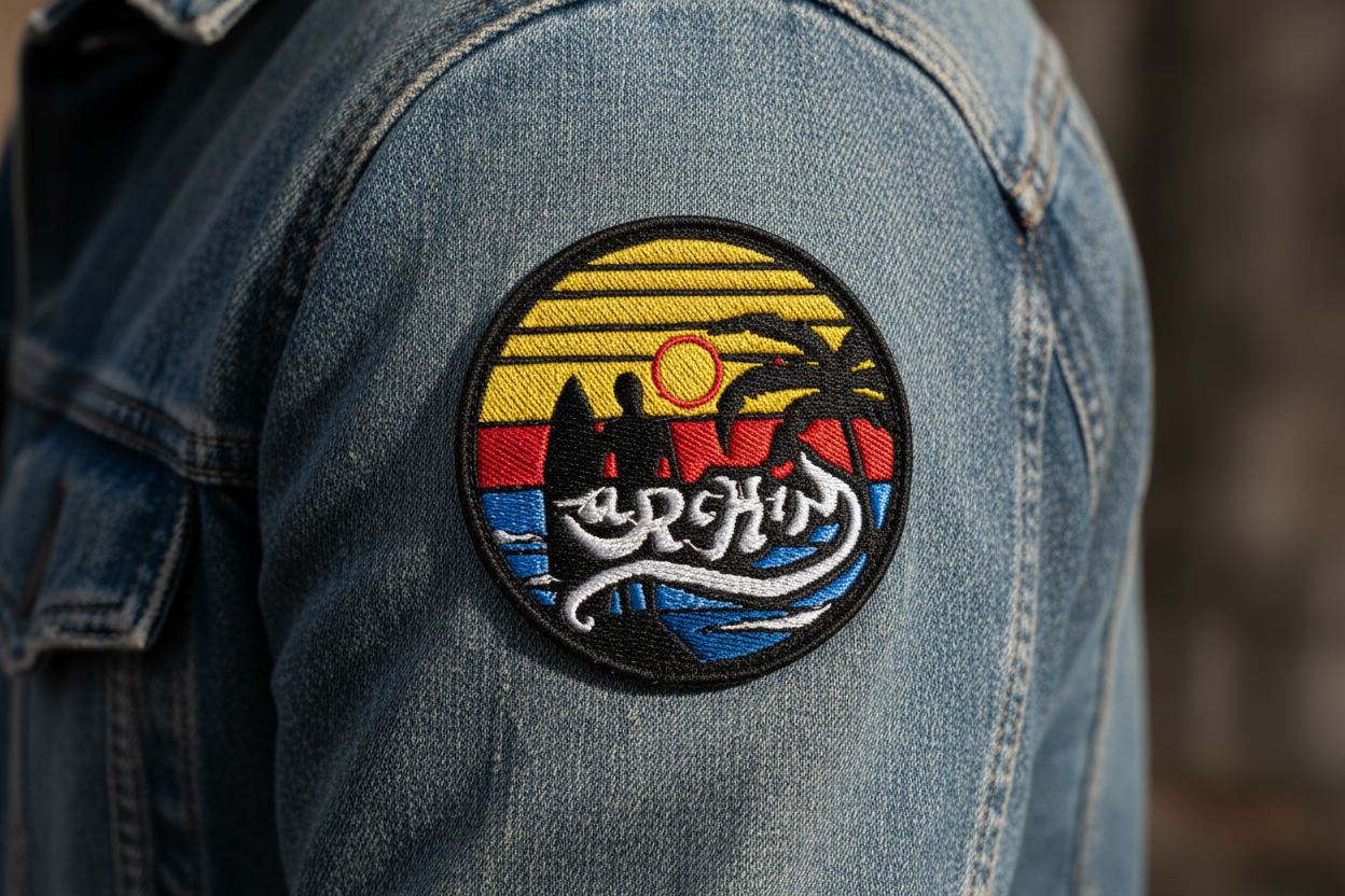 URCHIN 'Urchin Surfer Sunrise' Logo. Embroidered patch.