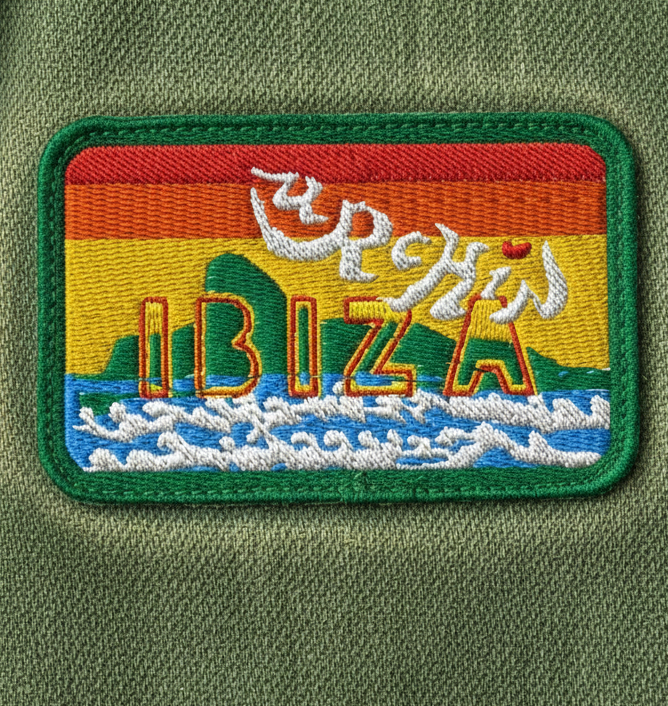 URCHIN 'Island Ibiza' Rectangle. Embroidered Patch.