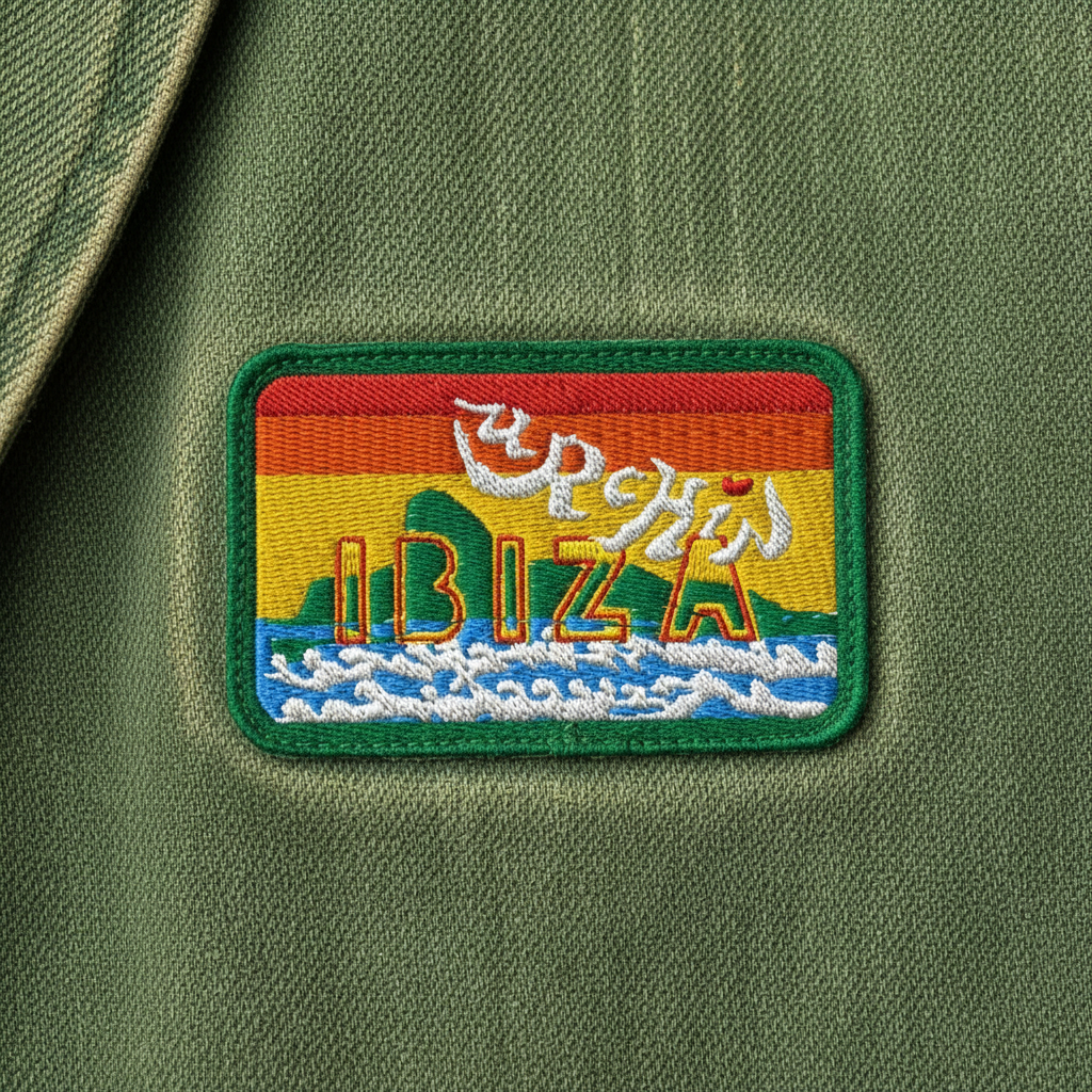 URCHIN 'Island Ibiza' Rectangle. Embroidered Patch.