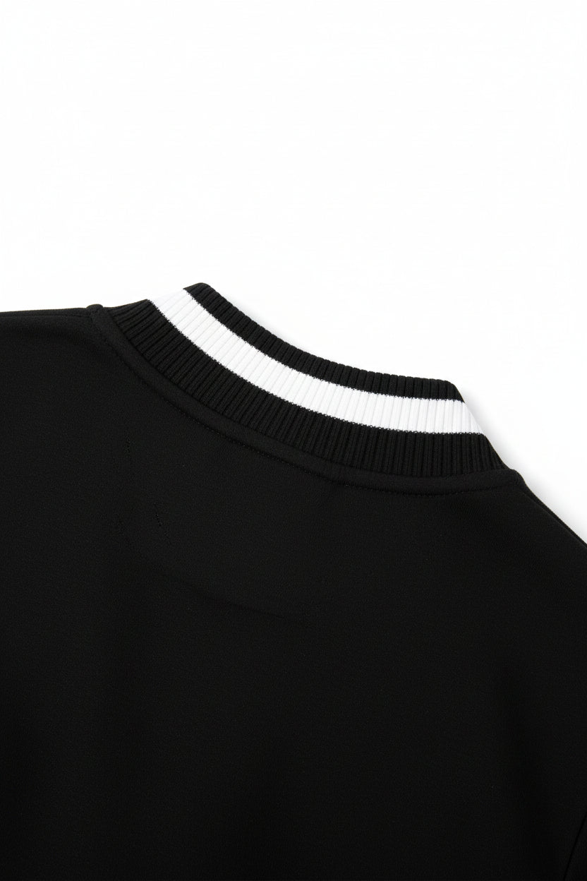 URCHIN Mens Contrast Piping Zip Bomber Jacket