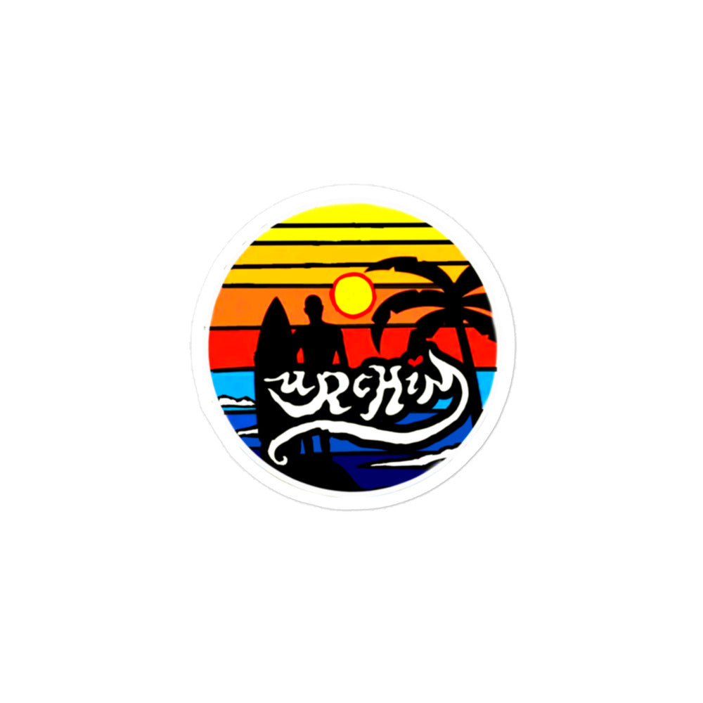 URCHIN Stickers. 'Sunrise Surfer'. Bubble-free Vinyl. Choice of 3 Sizes.
