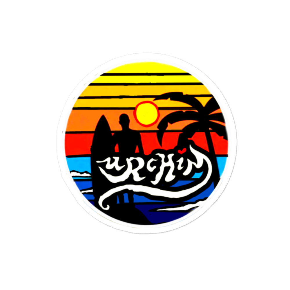 URCHIN Stickers. 'Sunrise Surfer'. Bubble-free Vinyl. Choice of 3 Sizes.