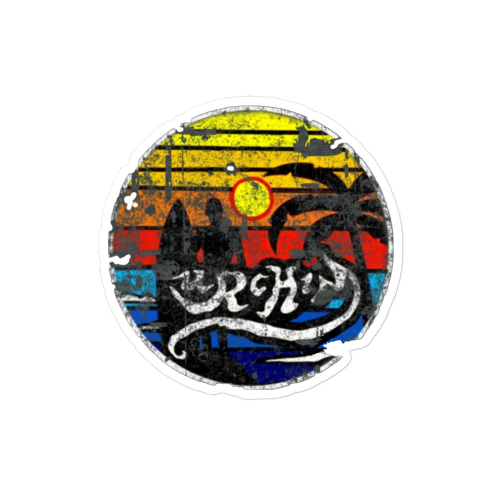 URCHIN Stickers. 'Sunrise Surfer'. Distressed Style. Bubble-free Vinyl. Choice of 3 Sizes.