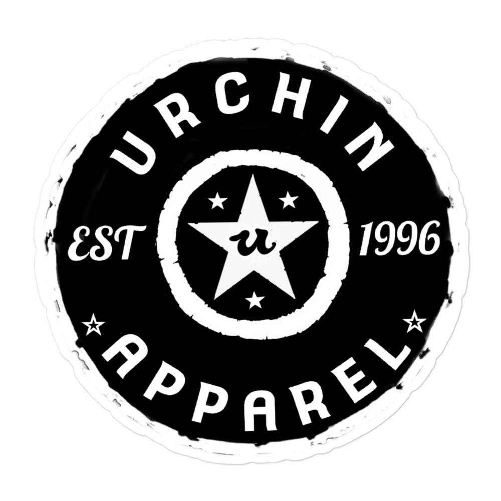 URCHIN Stickers. 'URCHIN APPAREL U STAR EST 1996' Logo. Bubble Free Vinyl. Choice of 3 Sizes.