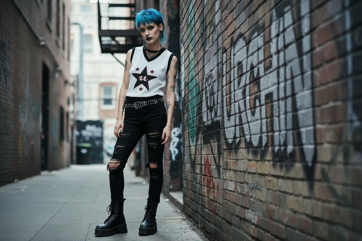 DARK URCHIN 'U STAR' V-neck knitted Sweater Vest. 9 Size Options.
