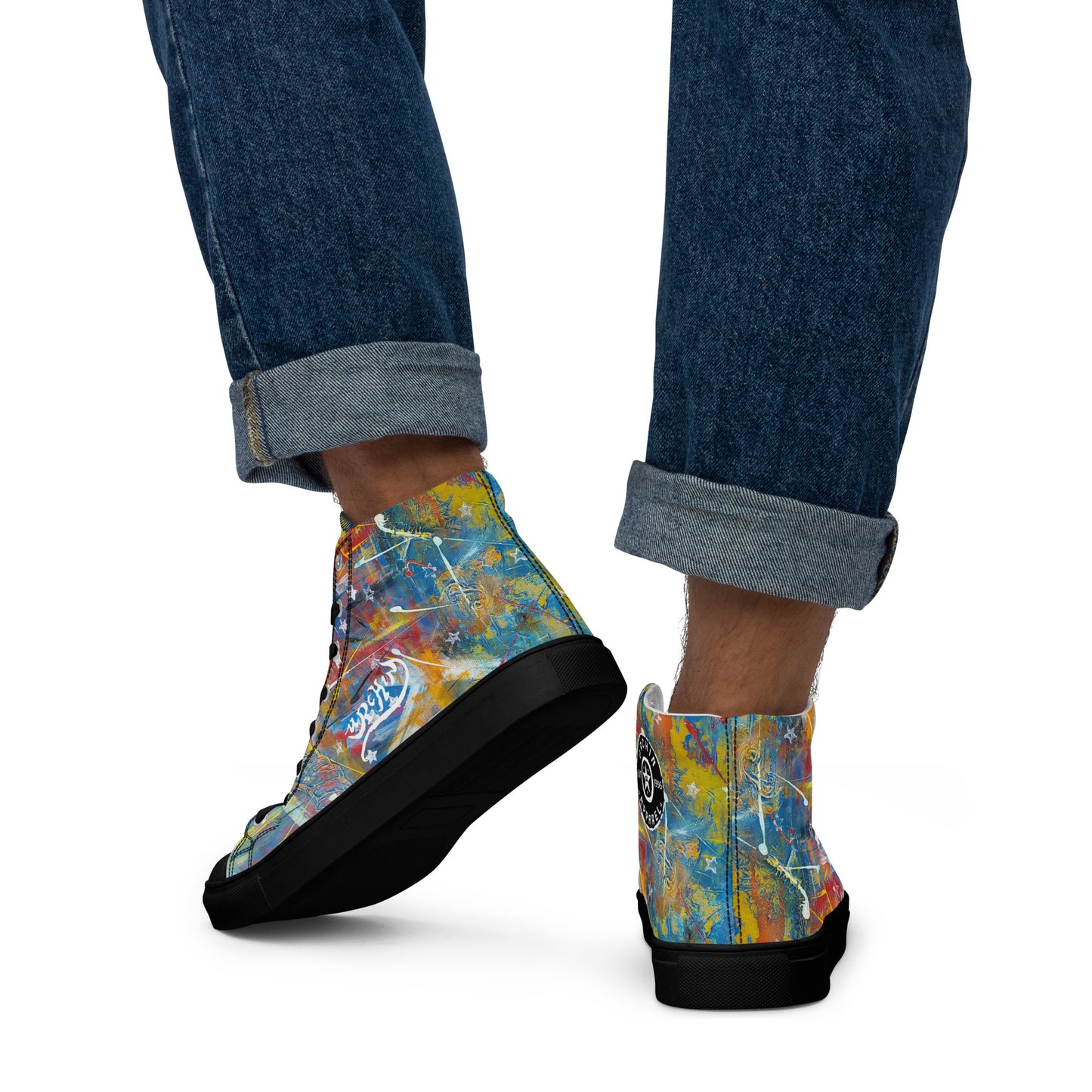 URCHIN Footwear 'FLAGS'. Mens High Tops. Black or White Detailing Option. Choice of Sizes.