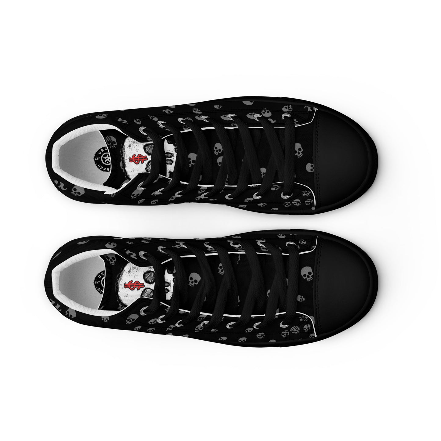 URCHIN Footwear 'SKULL STORM'. Mens high tops. Black or White Detailing Option. Choice of Sizes.