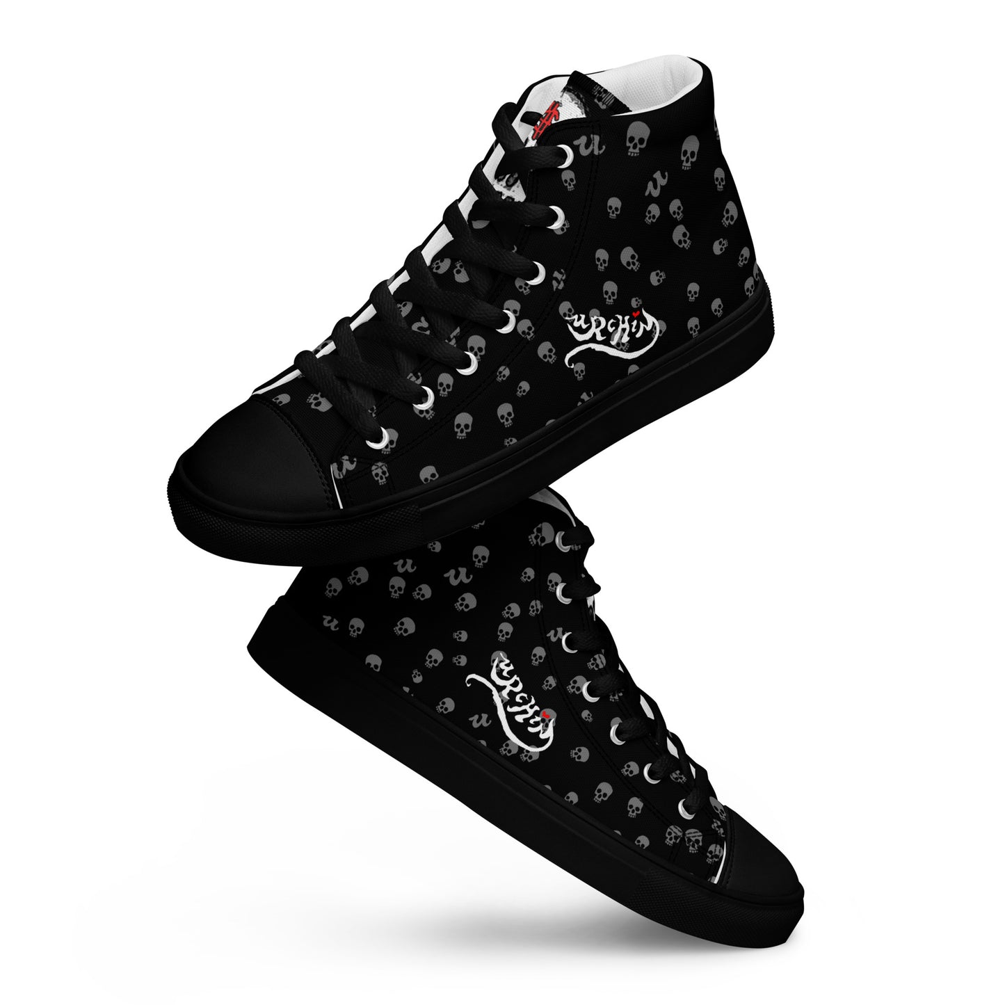URCHIN Footwear 'SKULL STORM'. Mens high tops. Black or White Detailing Option. Choice of Sizes.
