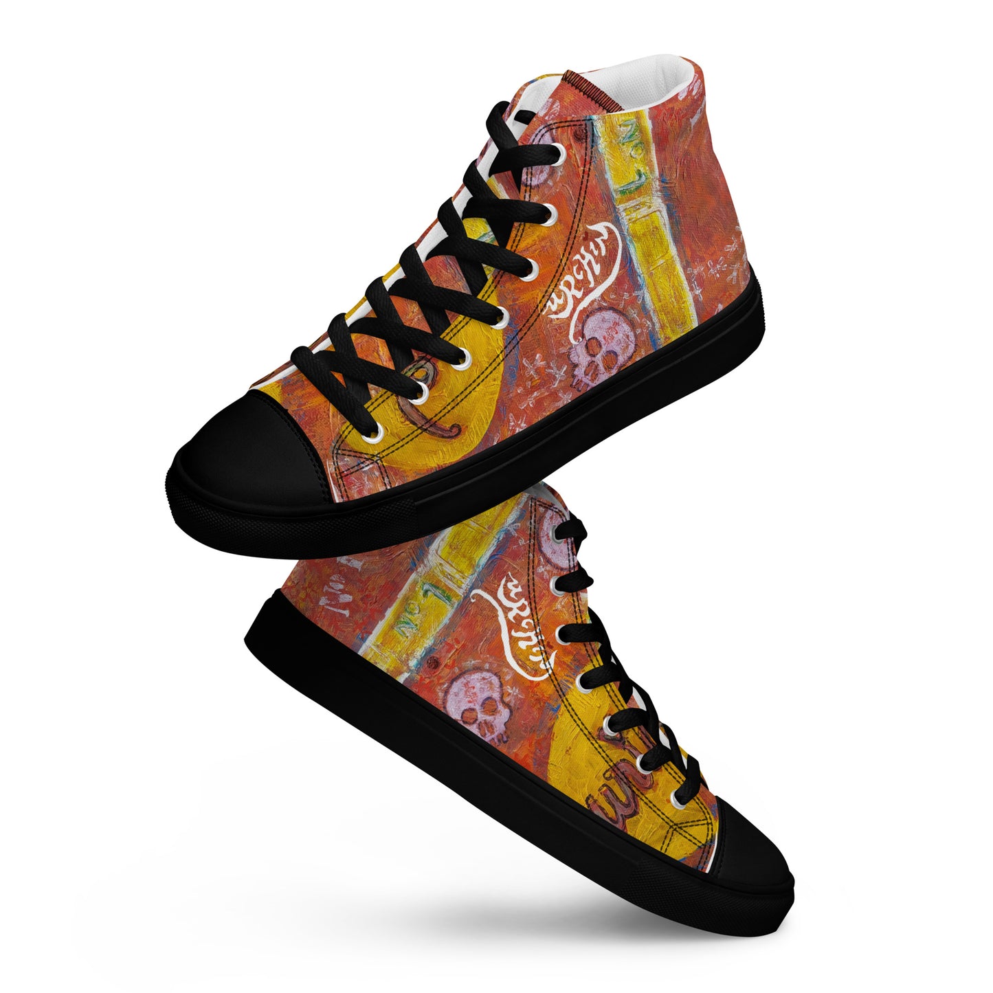 URCHIN Footwear 'NO 1 UNIQUE'. Mens high tops. Black or White Detailing Option. Choice of Sizes.