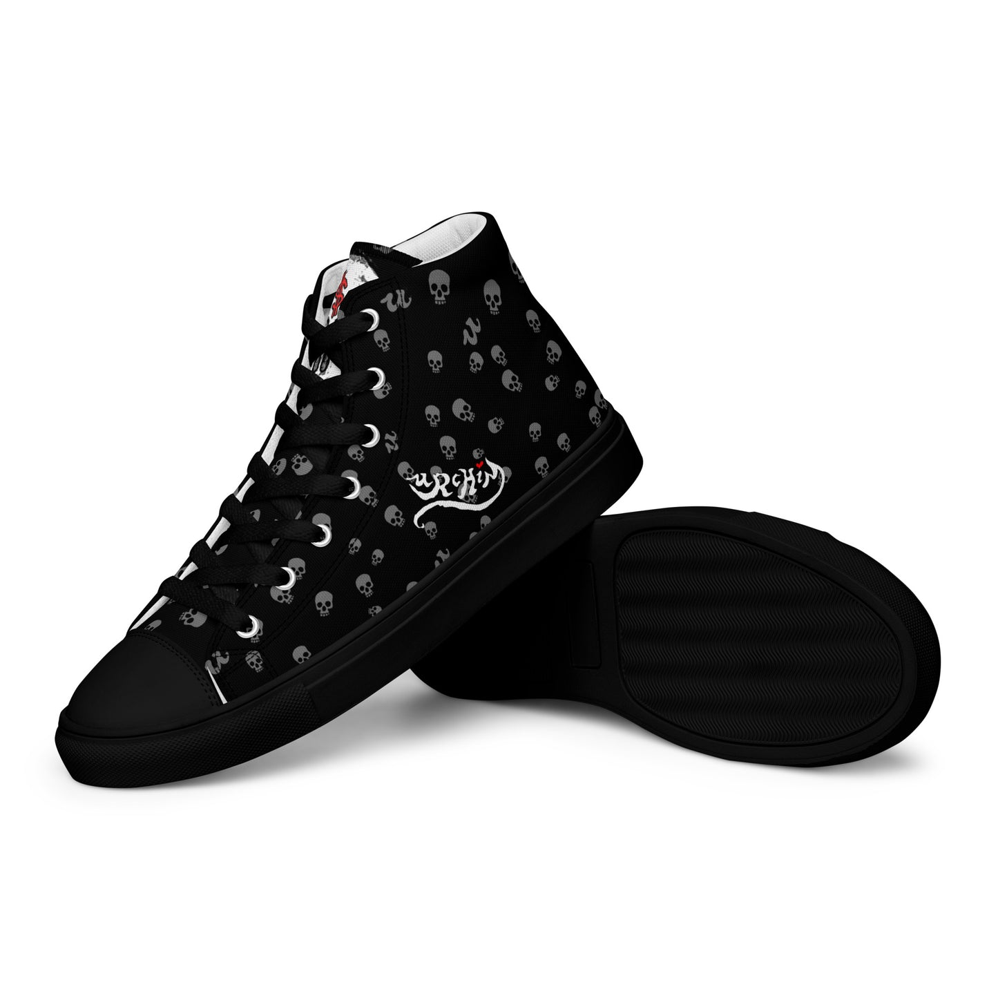 URCHIN Footwear 'SKULL STORM'. Mens high tops. Black or White Detailing Option. Choice of Sizes.