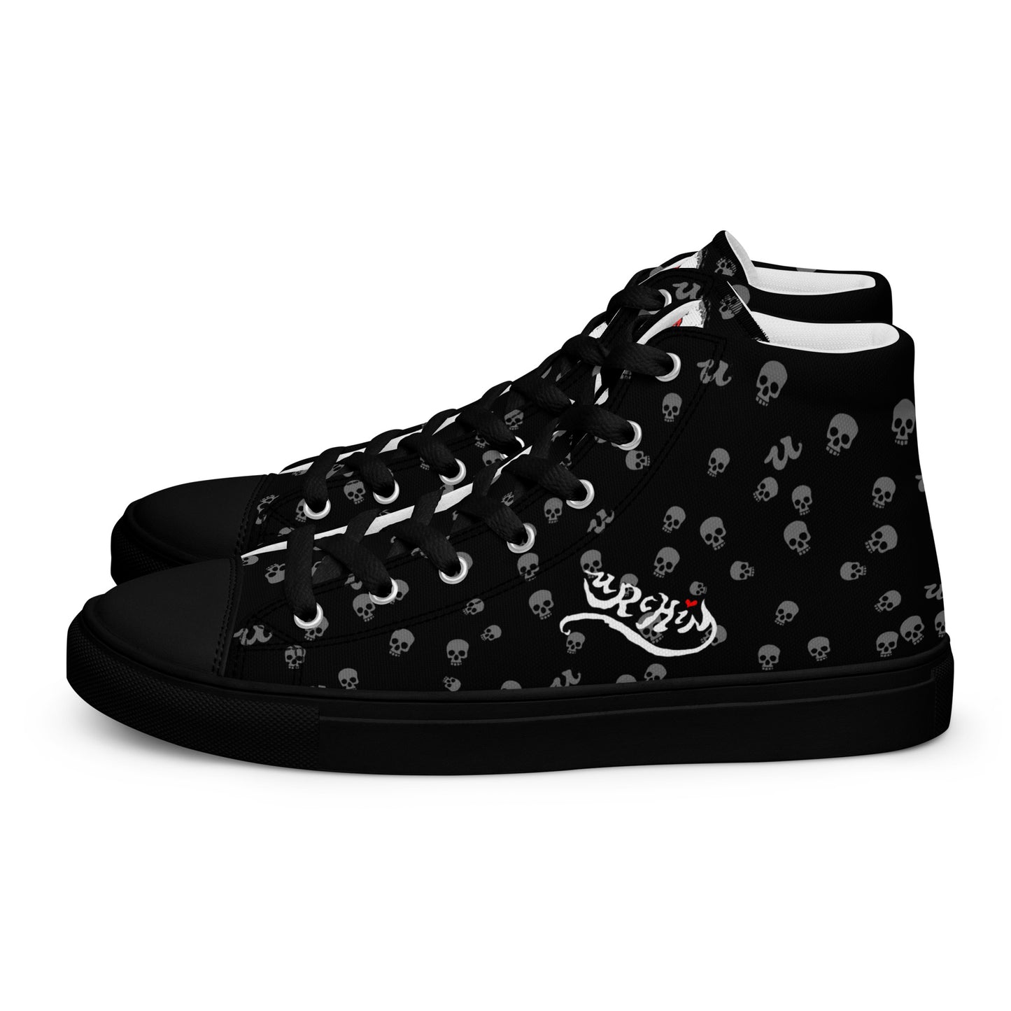 URCHIN Footwear 'SKULL STORM'. Mens high tops. Black or White Detailing Option. Choice of Sizes.
