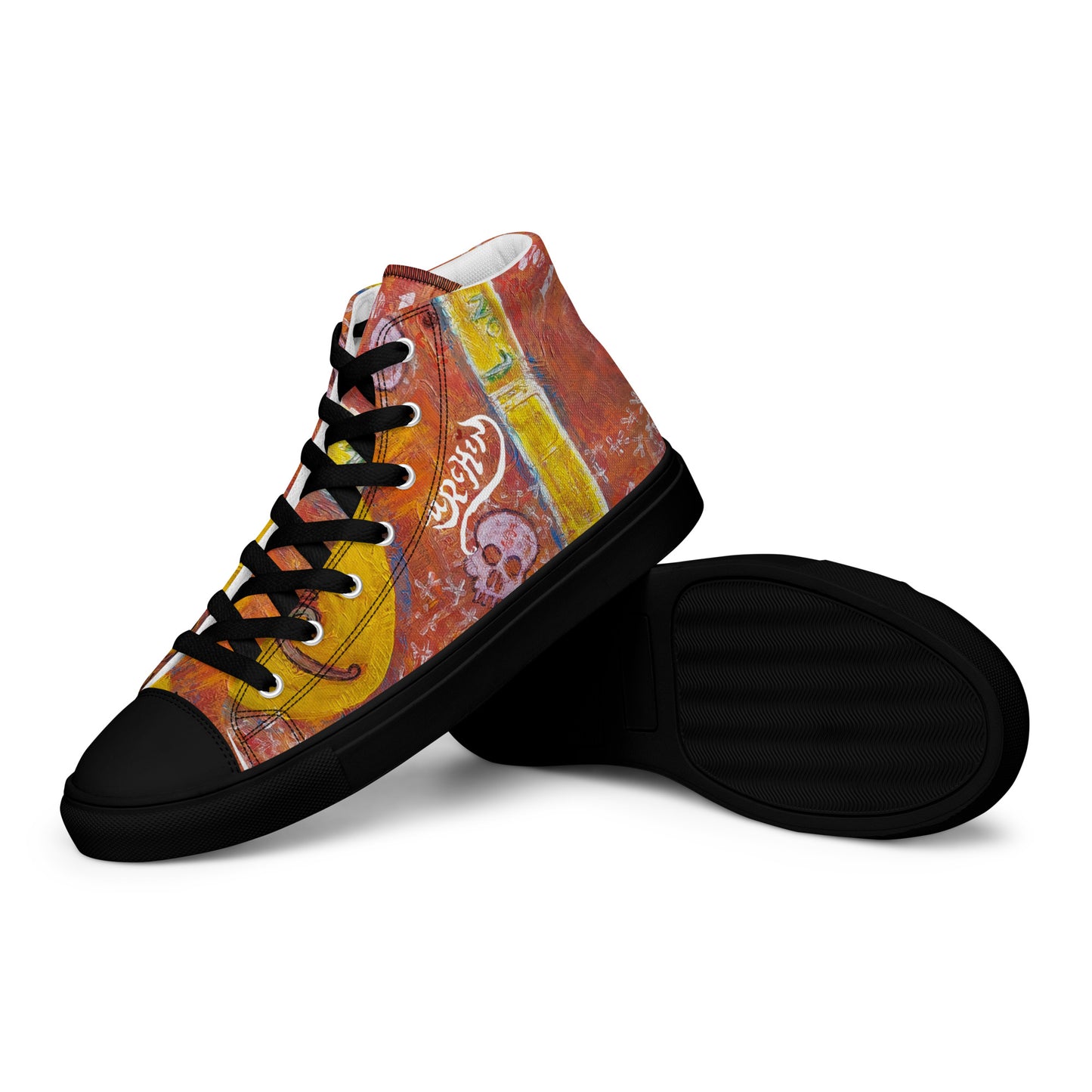 URCHIN Footwear 'NO 1 UNIQUE'. Mens high tops. Black or White Detailing Option. Choice of Sizes.