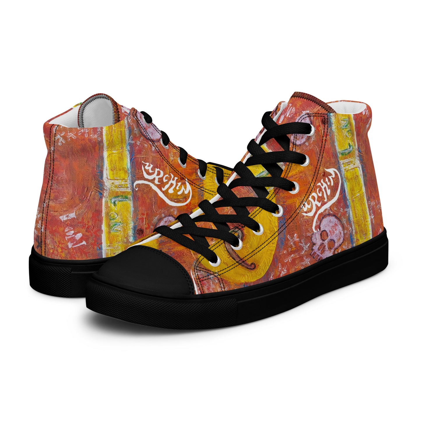 URCHIN Footwear 'NO 1 UNIQUE'. Mens high tops. Black or White Detailing Option. Choice of Sizes.