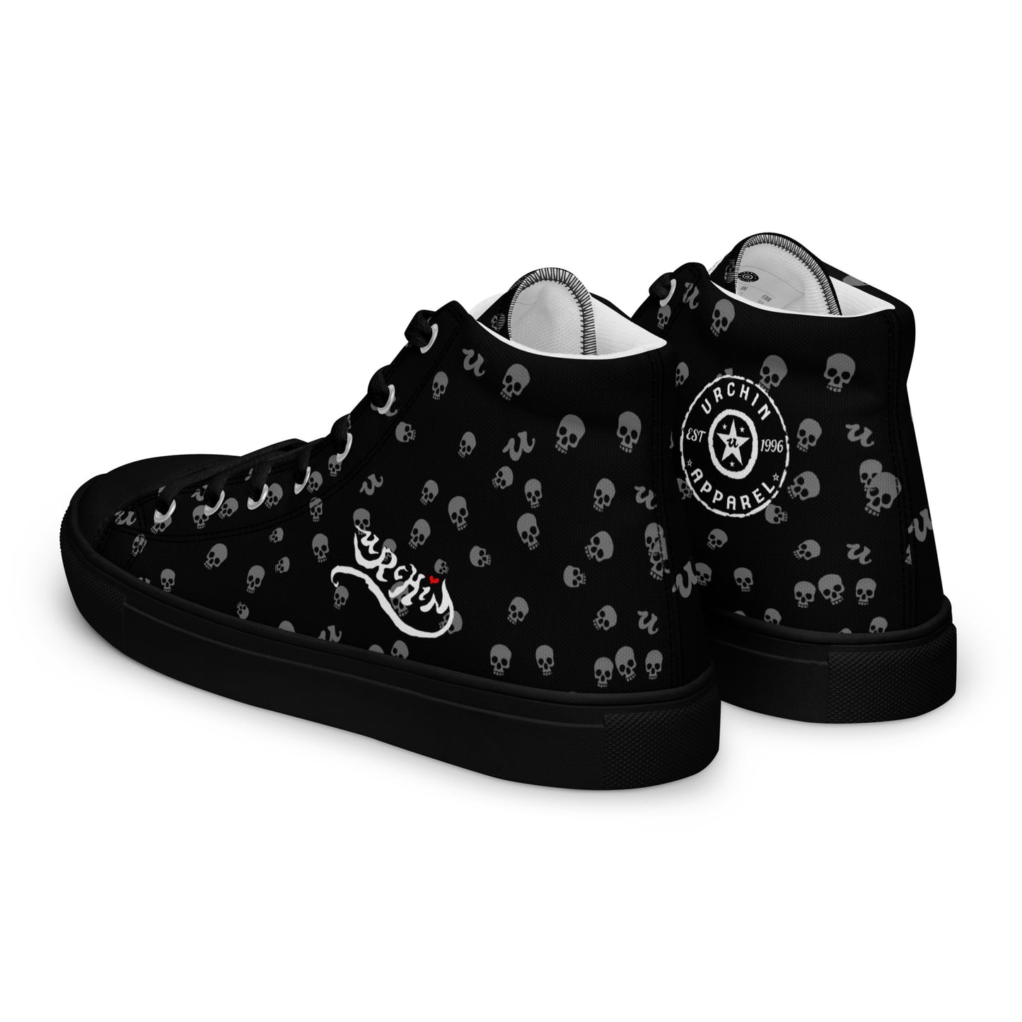 URCHIN Footwear 'SKULL STORM'. Mens high tops. Black or White Detailing Option. Choice of Sizes.