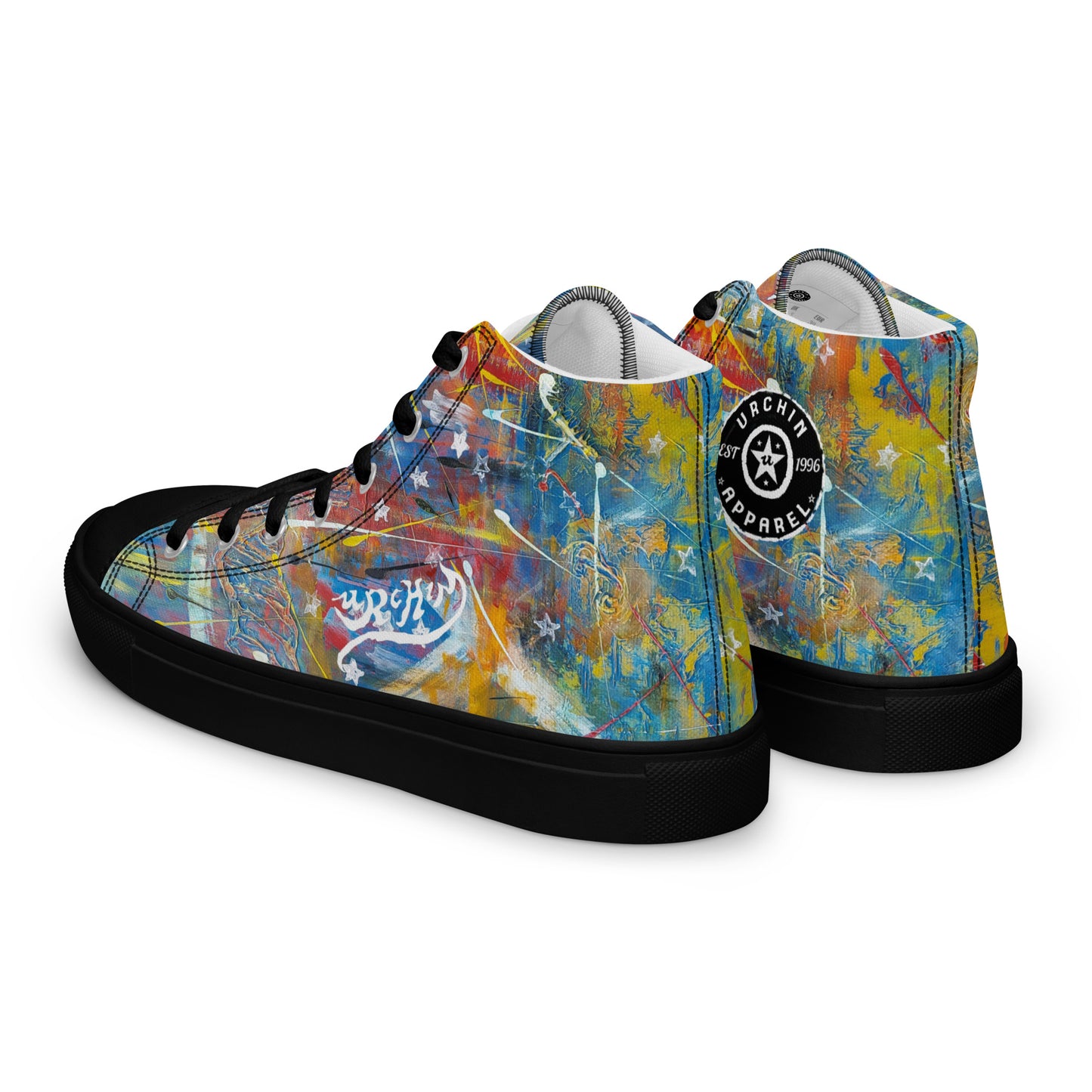 URCHIN Footwear 'FLAGS'. Mens High Tops. Black or White Detailing Option. Choice of Sizes.