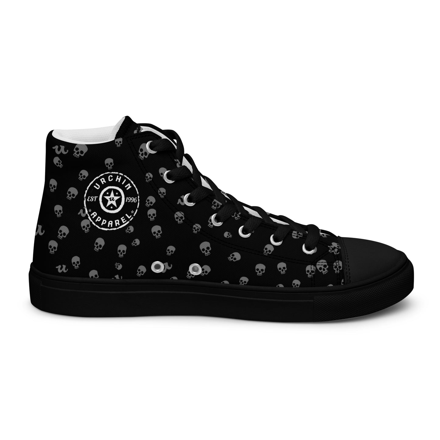 URCHIN Footwear 'SKULL STORM'. Mens high tops. Black or White Detailing Option. Choice of Sizes.
