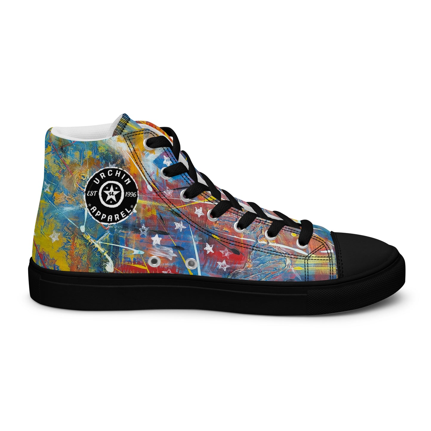 URCHIN Footwear 'FLAGS'. Mens High Tops. Black or White Detailing Option. Choice of Sizes.