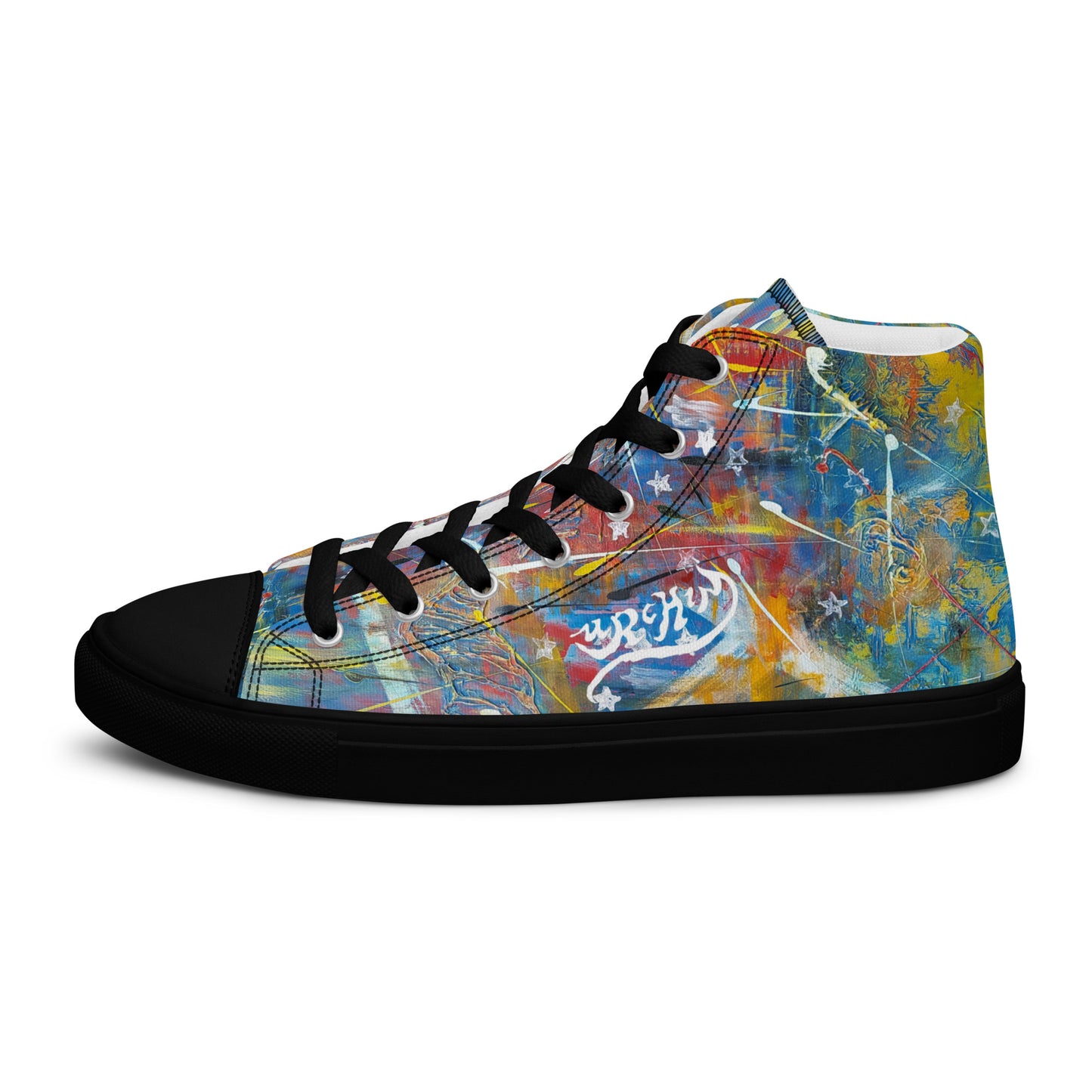 URCHIN Footwear 'FLAGS'. Mens High Tops. Black or White Detailing Option. Choice of Sizes.
