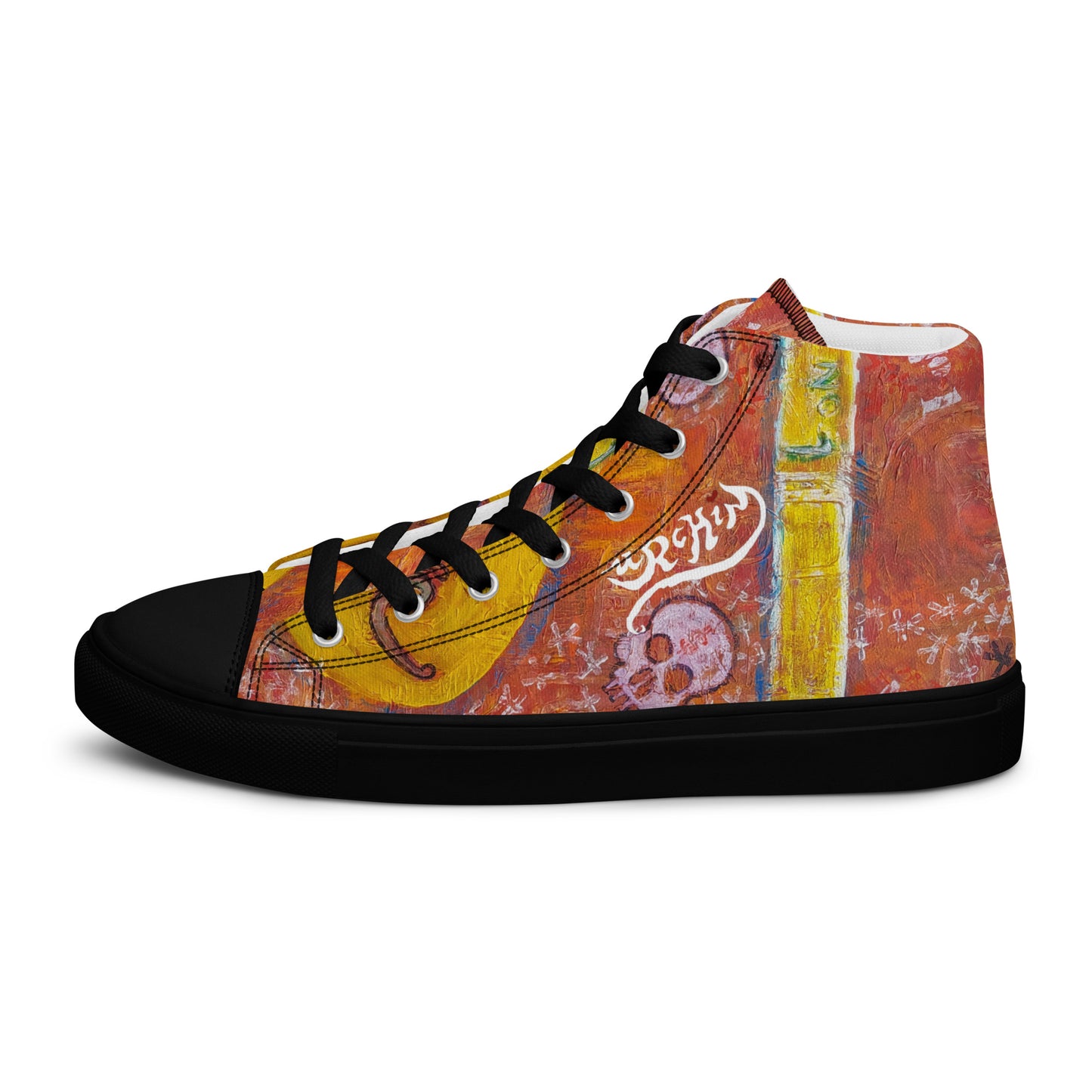 URCHIN Footwear 'NO 1 UNIQUE'. Mens high tops. Black or White Detailing Option. Choice of Sizes.