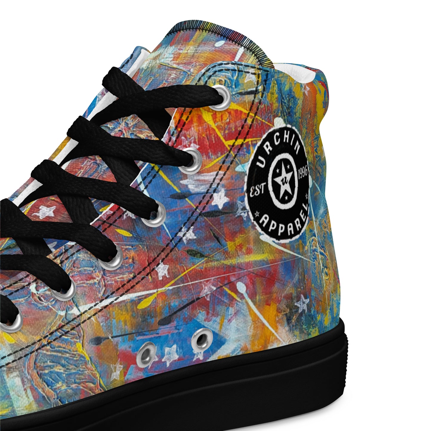 URCHIN Footwear 'FLAGS'. Mens High Tops. Black or White Detailing Option. Choice of Sizes.