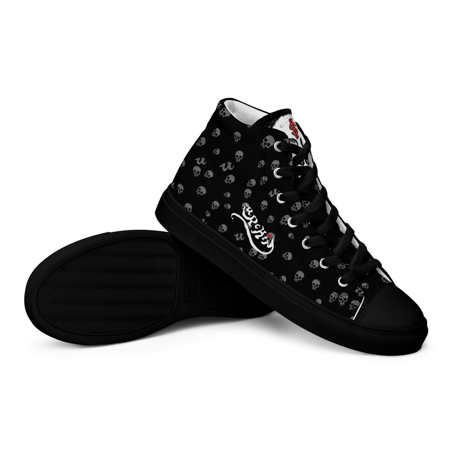 URCHIN Footwear 'SKULL STORM'. Mens high tops. Black or White Detailing Option. Choice of Sizes.