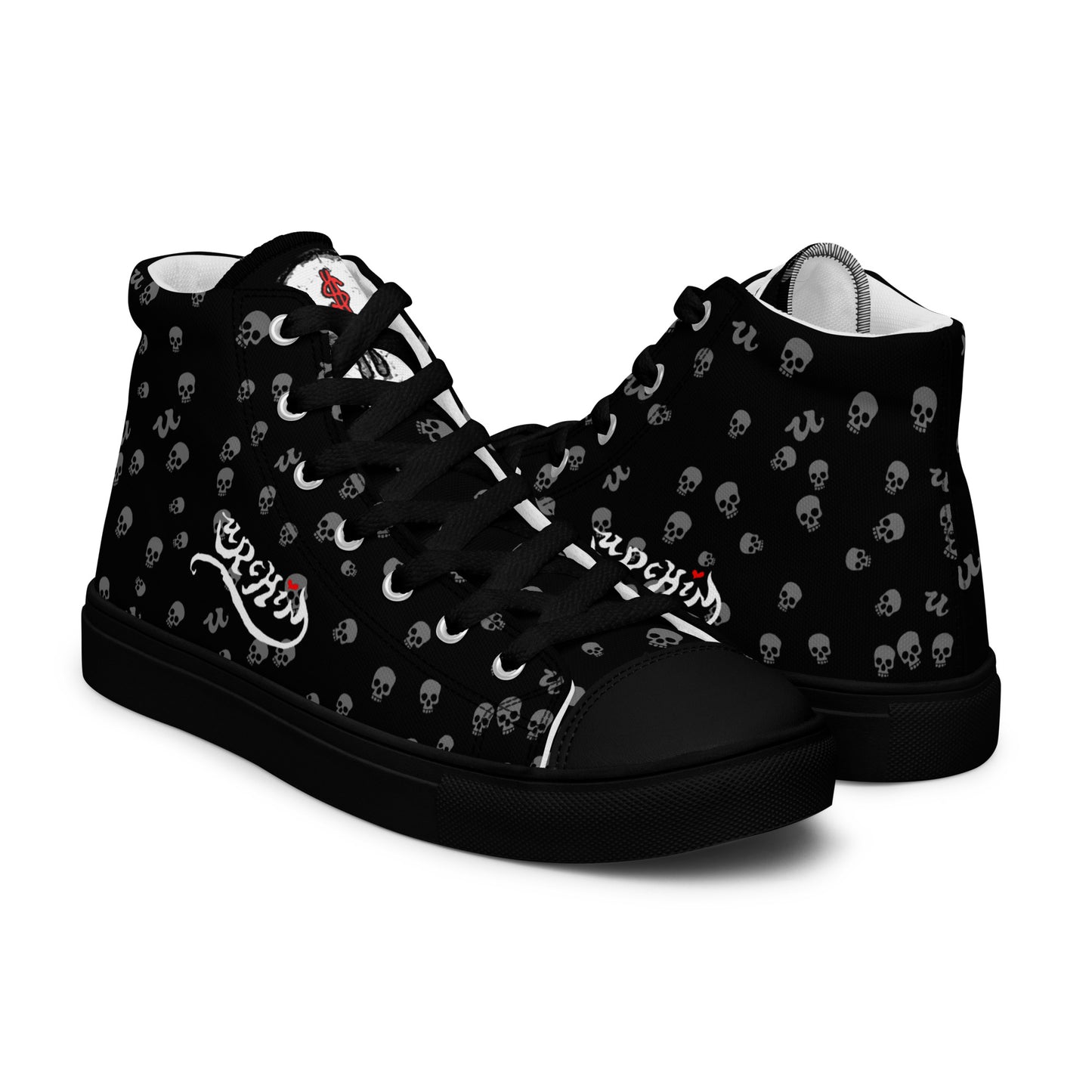 URCHIN Footwear 'SKULL STORM'. Mens high tops. Black or White Detailing Option. Choice of Sizes.