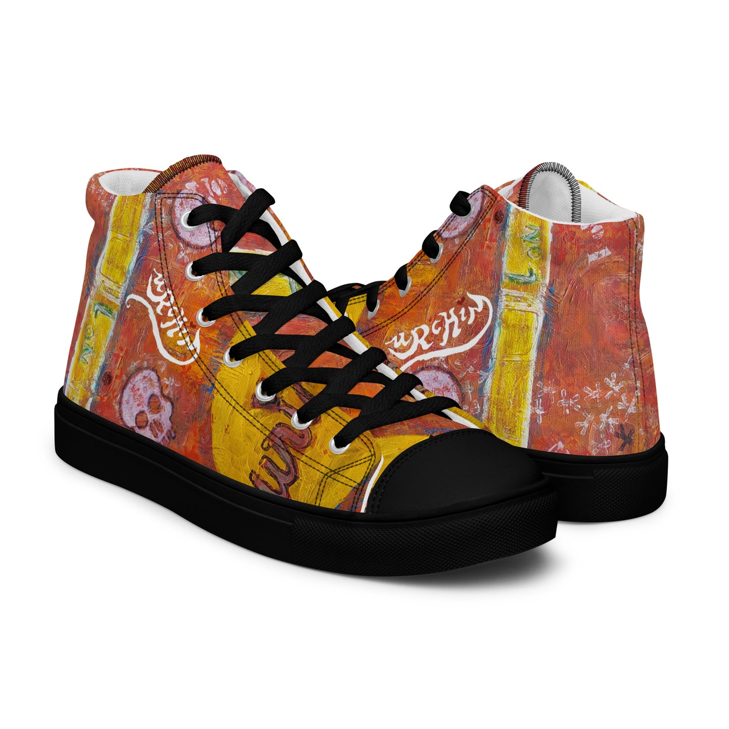 URCHIN Footwear 'NO 1 UNIQUE'. Mens high tops. Black or White Detailing Option. Choice of Sizes.