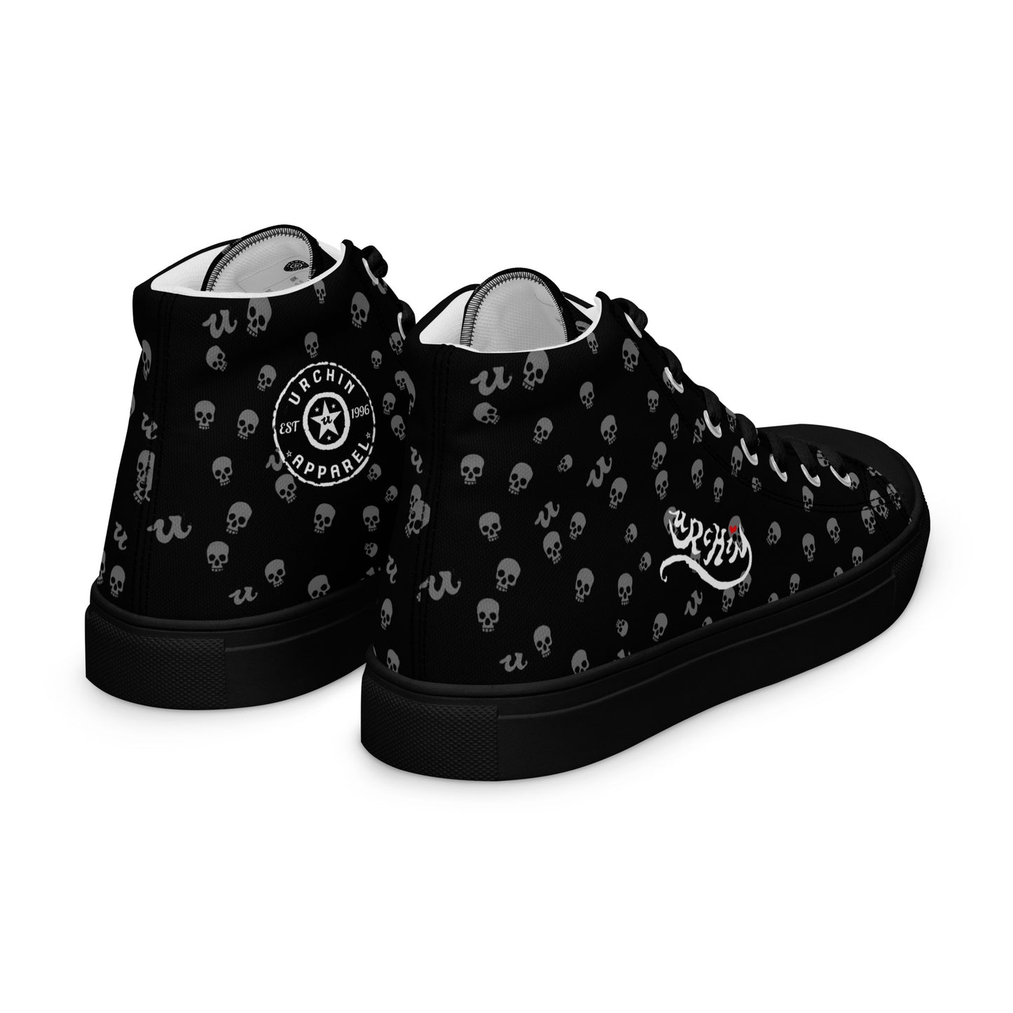 URCHIN Footwear 'SKULL STORM'. Mens high tops. Black or White Detailing Option. Choice of Sizes.