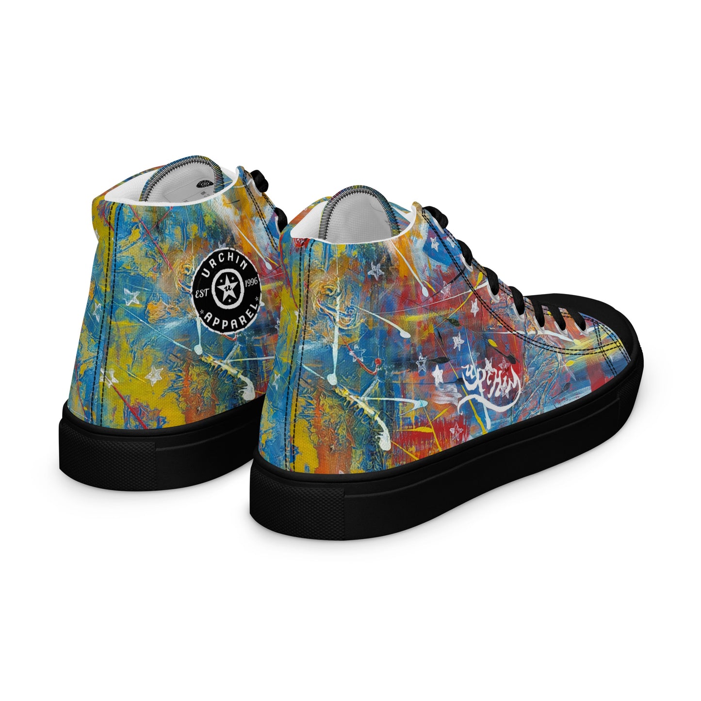 URCHIN Footwear 'FLAGS'. Mens High Tops. Black or White Detailing Option. Choice of Sizes.