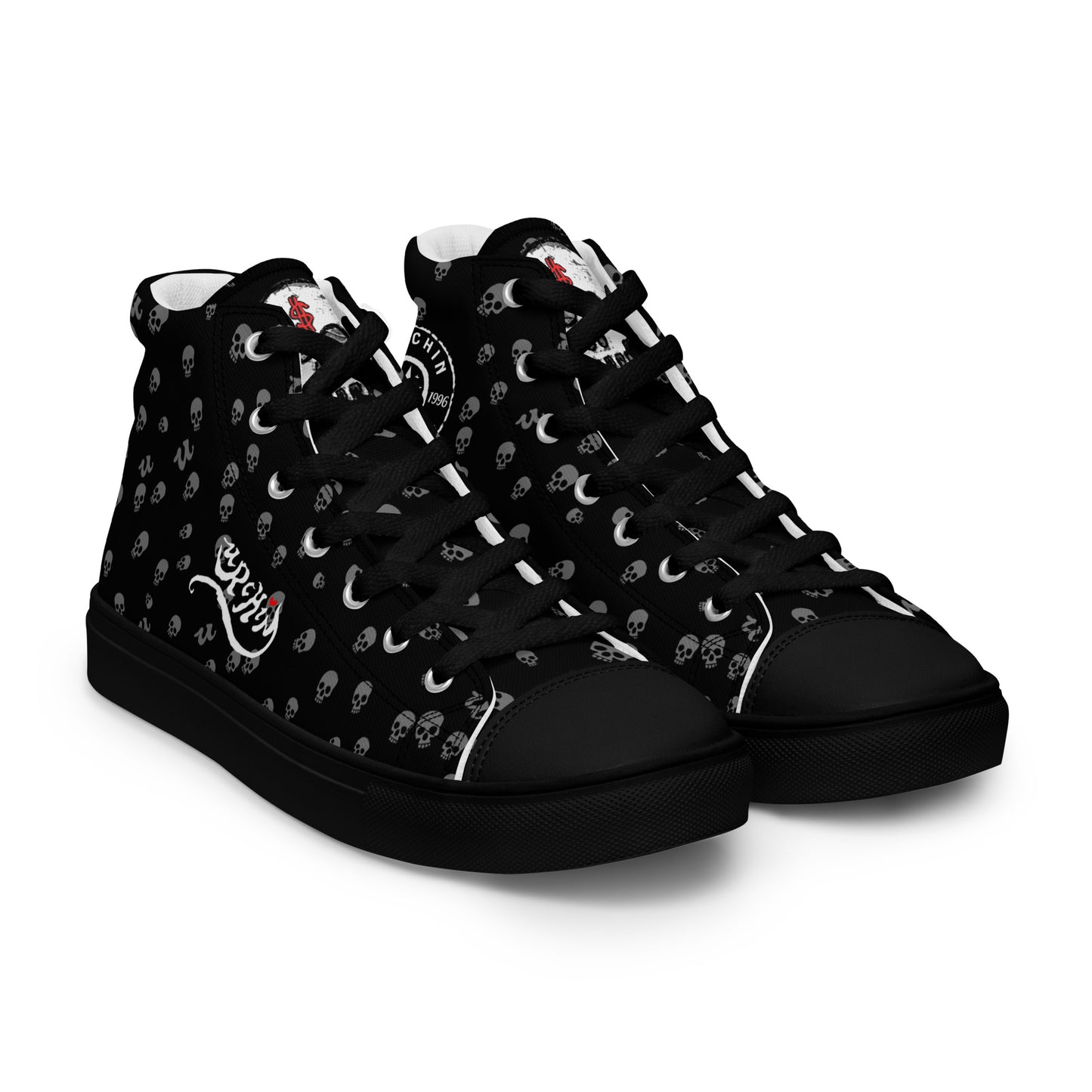URCHIN Footwear 'SKULL STORM'. Mens high tops. Black or White Detailing Option. Choice of Sizes.