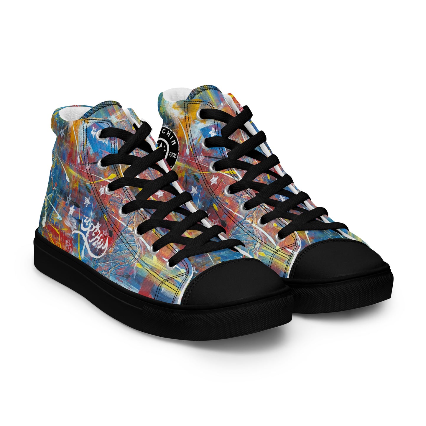 URCHIN Footwear 'FLAGS'. Mens High Tops. Black or White Detailing Option. Choice of Sizes.