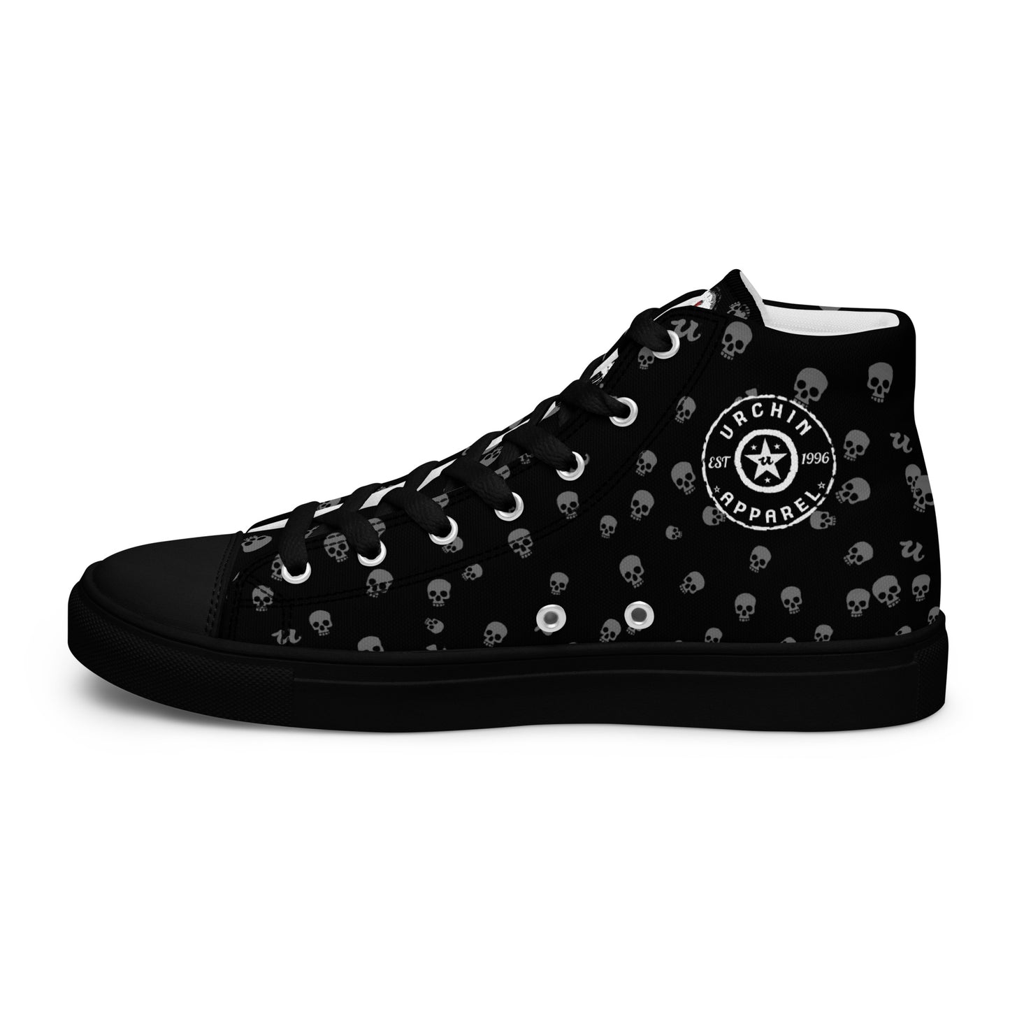 URCHIN Footwear 'SKULL STORM'. Mens high tops. Black or White Detailing Option. Choice of Sizes.