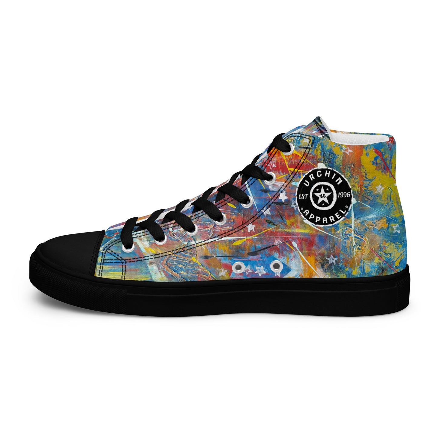 URCHIN Footwear 'FLAGS'. Mens High Tops. Black or White Detailing Option. Choice of Sizes.