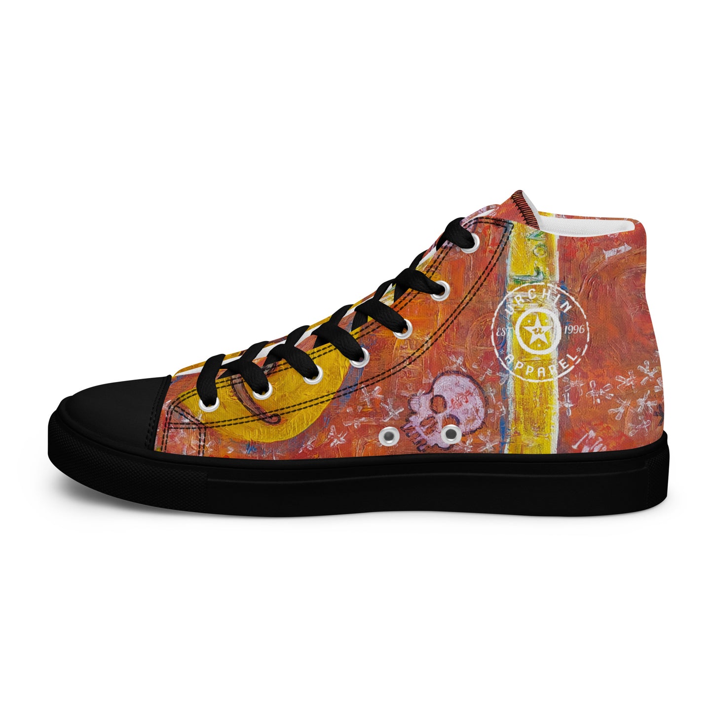 URCHIN Footwear 'NO 1 UNIQUE'. Mens high tops. Black or White Detailing Option. Choice of Sizes.