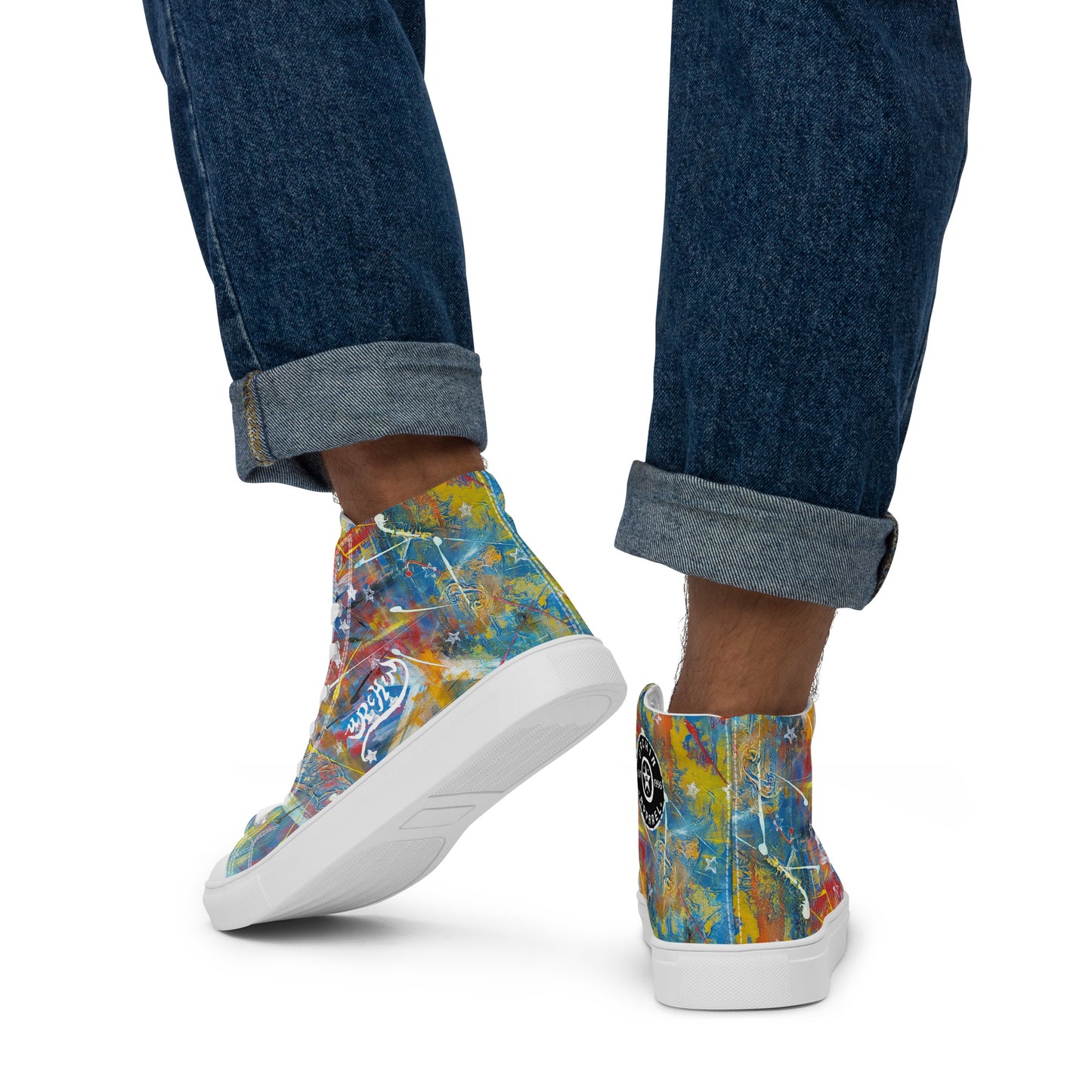 URCHIN Footwear 'FLAGS'. Mens High Tops. Black or White Detailing Option. Choice of Sizes.