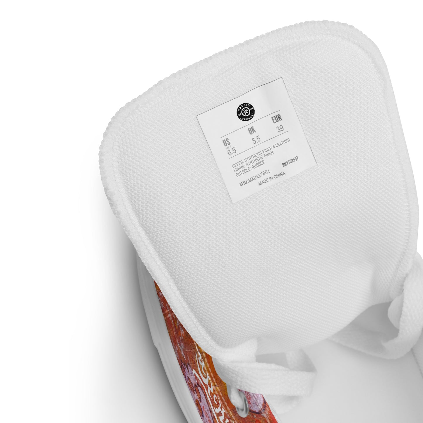 URCHIN Footwear 'NO 1 UNIQUE'. Mens high tops. Black or White Detailing Option. Choice of Sizes.