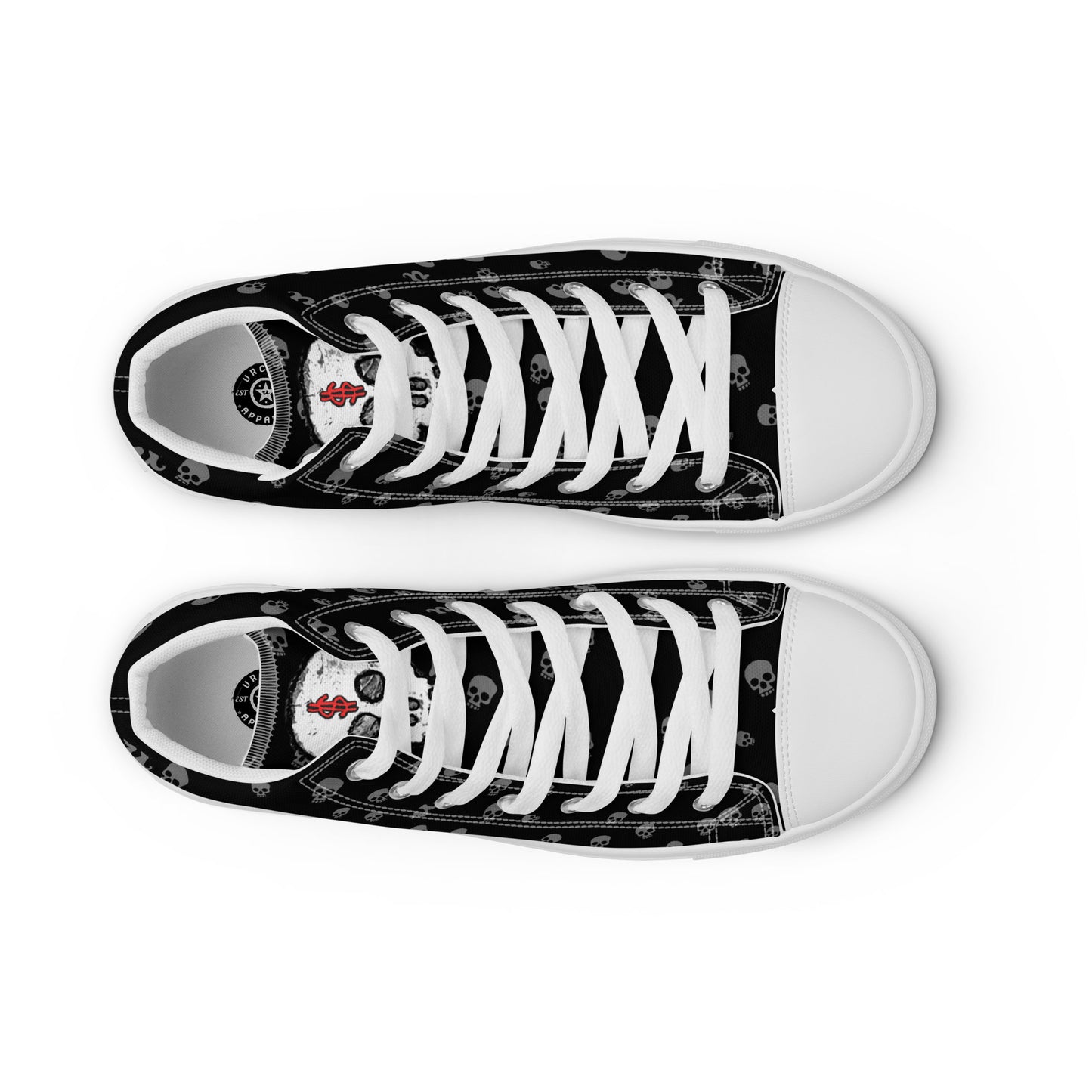 URCHIN Footwear 'SKULL STORM'. Mens high tops. Black or White Detailing Option. Choice of Sizes.