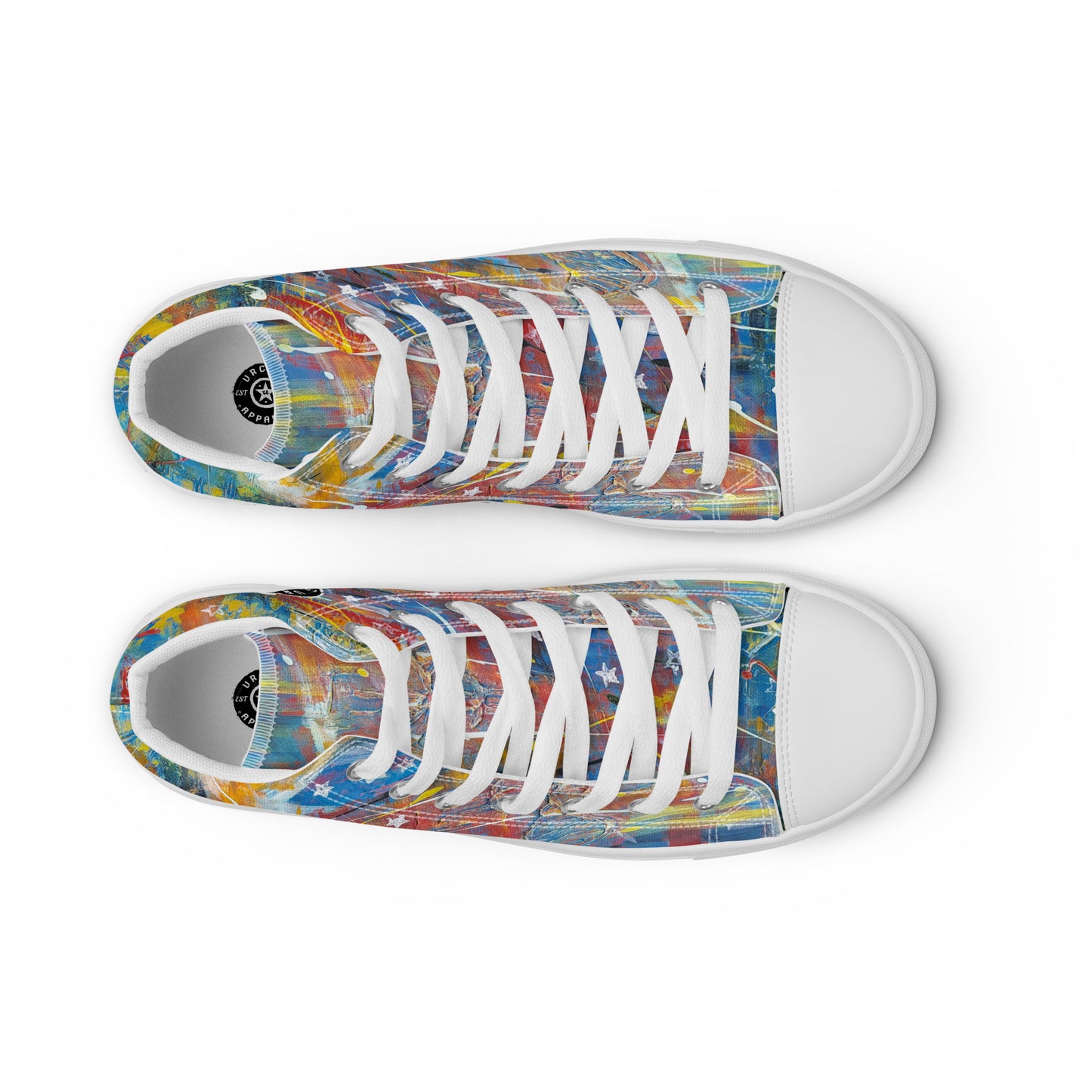 URCHIN Footwear 'FLAGS'. Mens High Tops. Black or White Detailing Option. Choice of Sizes.