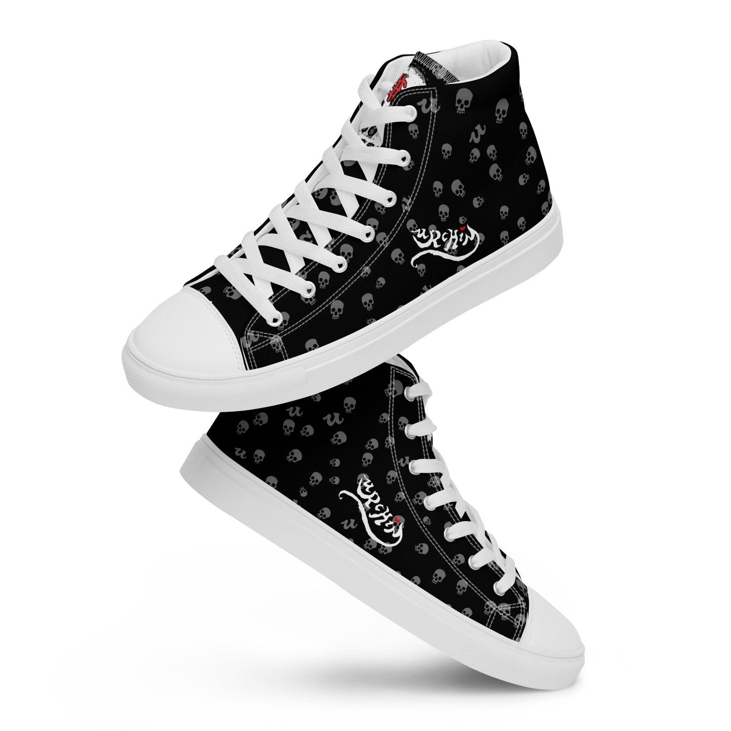URCHIN Footwear 'SKULL STORM'. Mens high tops. Black or White Detailing Option. Choice of Sizes.