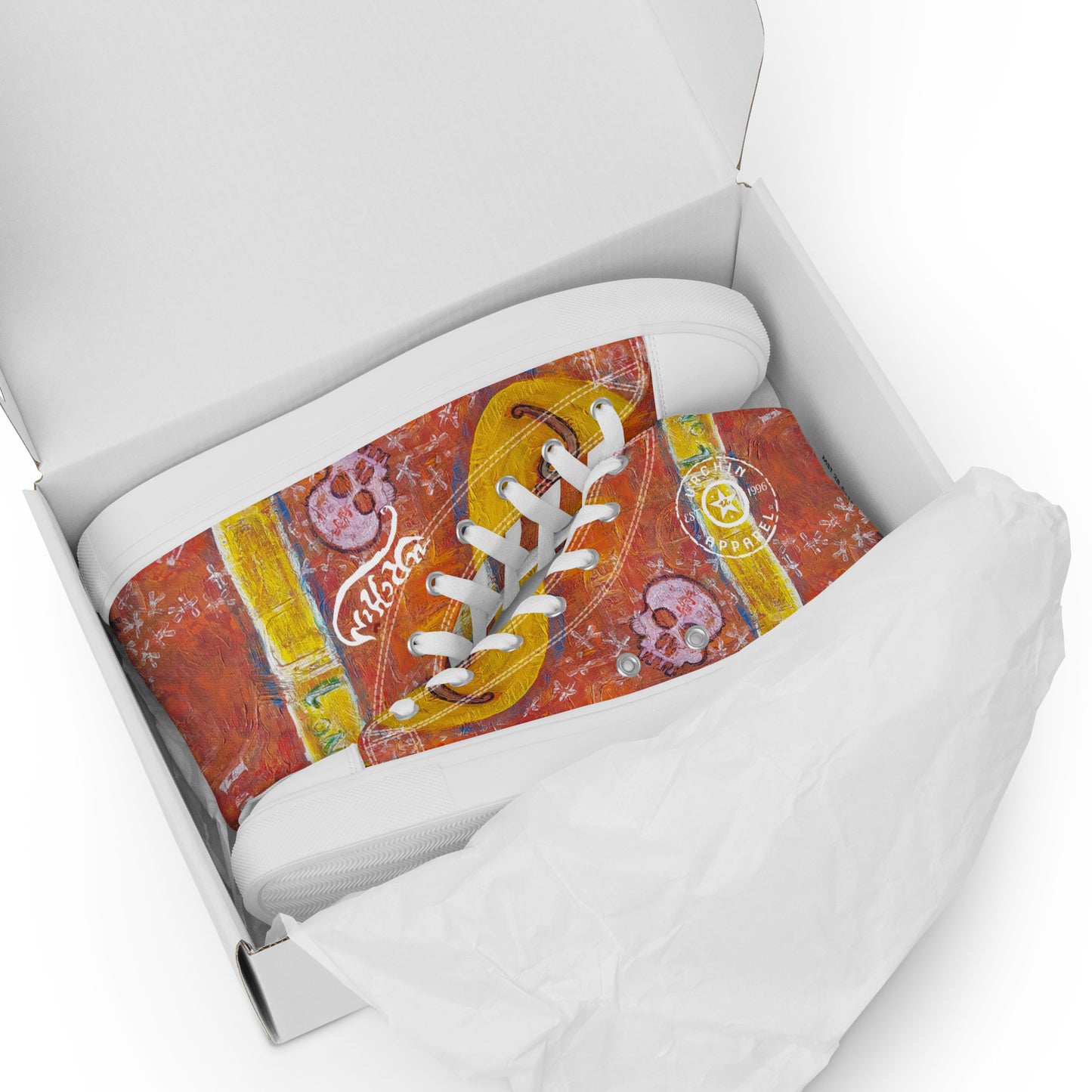 URCHIN Footwear 'NO 1 UNIQUE'. Mens high tops. Black or White Detailing Option. Choice of Sizes.