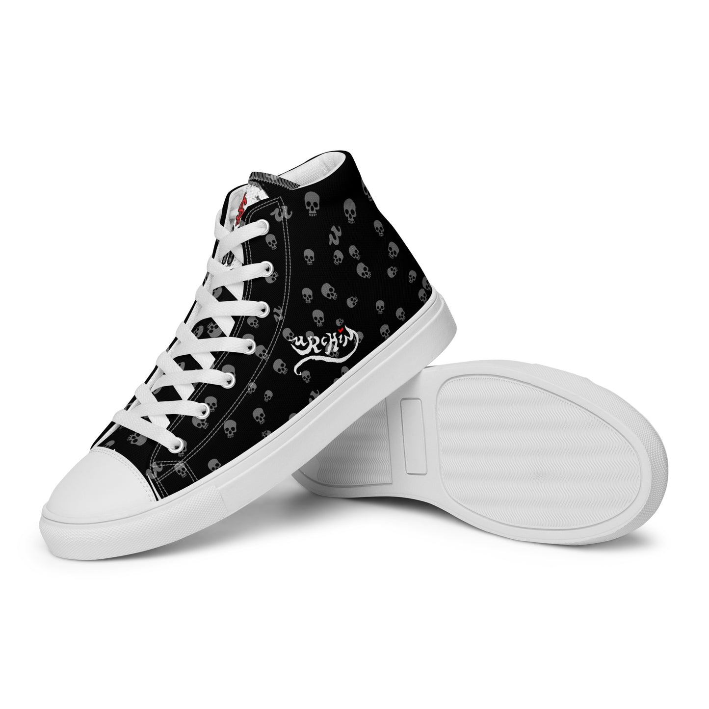 URCHIN Footwear 'SKULL STORM'. Mens high tops. Black or White Detailing Option. Choice of Sizes.