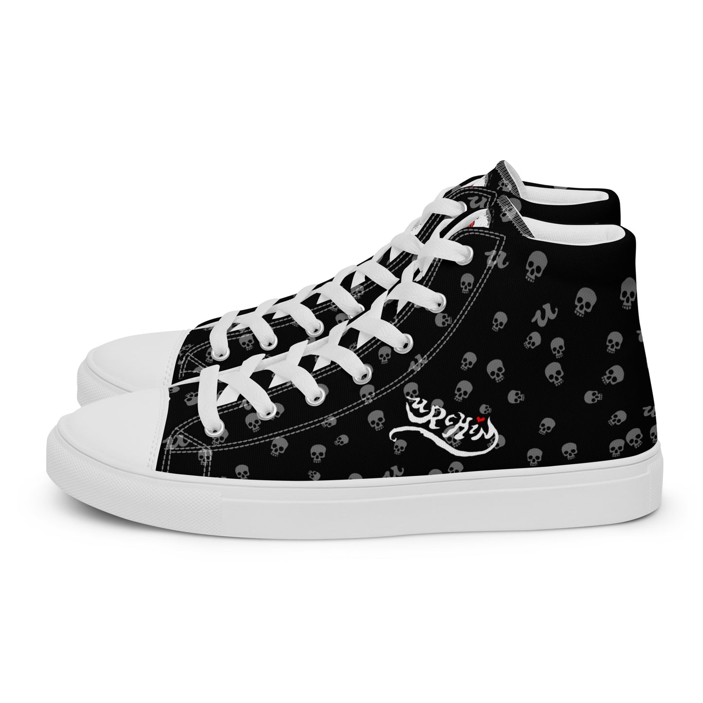 URCHIN Footwear 'SKULL STORM'. Mens high tops. Black or White Detailing Option. Choice of Sizes.
