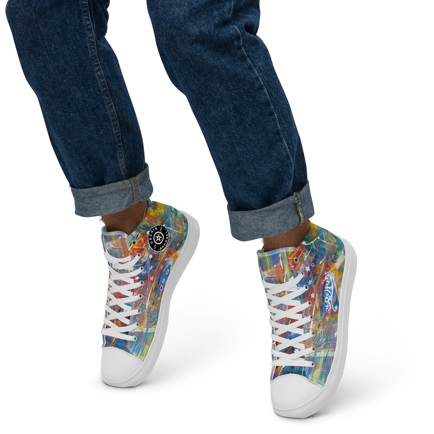 URCHIN Footwear 'FLAGS'. Mens High Tops. Black or White Detailing Option. Choice of Sizes.
