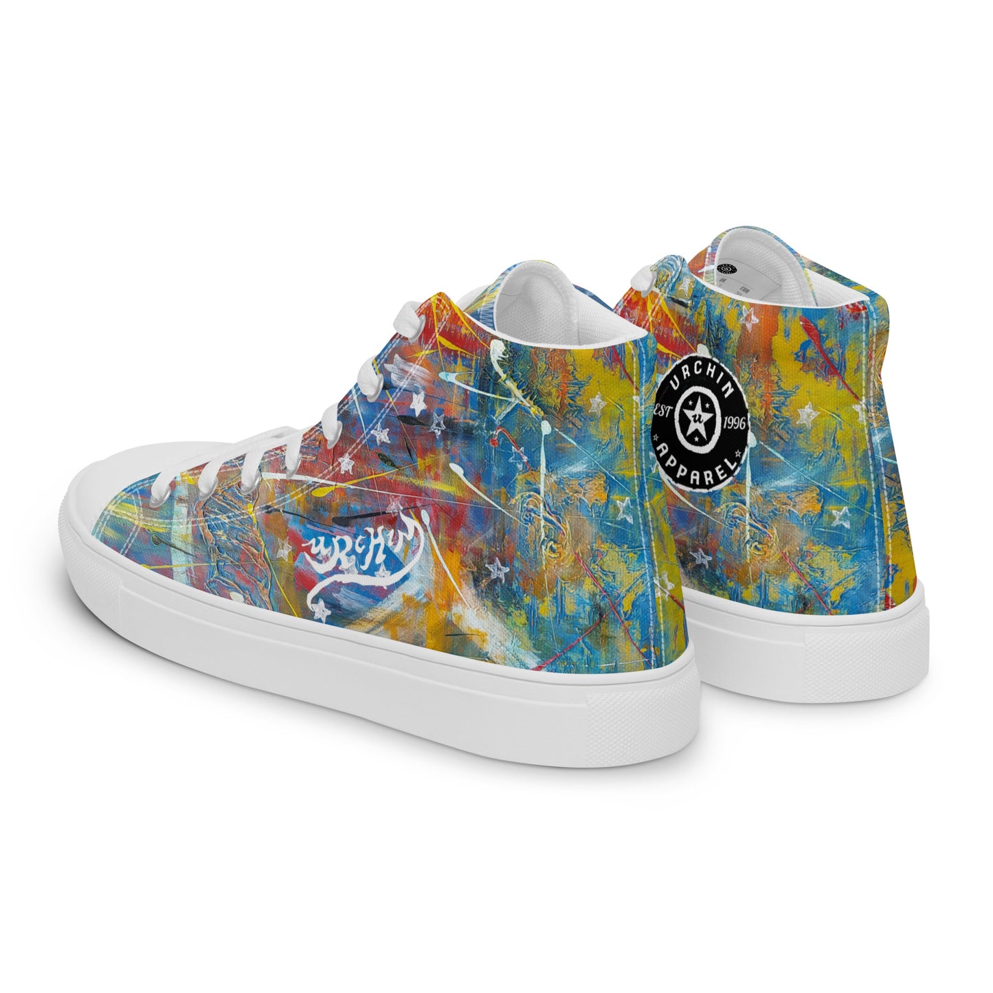 URCHIN Footwear 'FLAGS'. Mens High Tops. Black or White Detailing Option. Choice of Sizes.