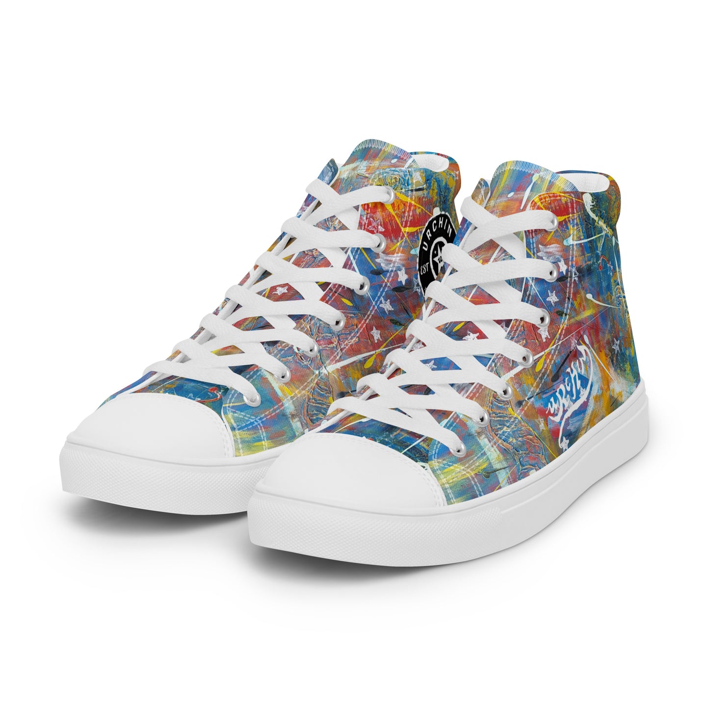 URCHIN Footwear 'FLAGS'. Mens High Tops. Black or White Detailing Option. Choice of Sizes.