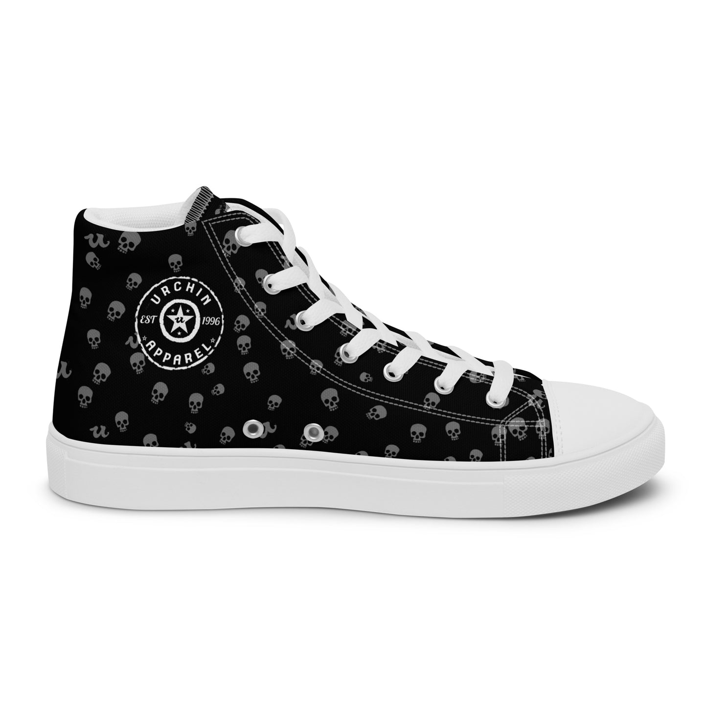 URCHIN Footwear 'SKULL STORM'. Mens high tops. Black or White Detailing Option. Choice of Sizes.