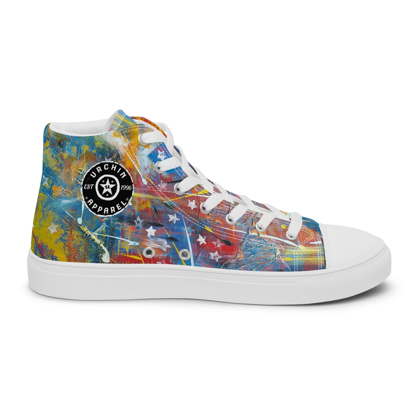 URCHIN Footwear 'FLAGS'. Mens High Tops. Black or White Detailing Option. Choice of Sizes.