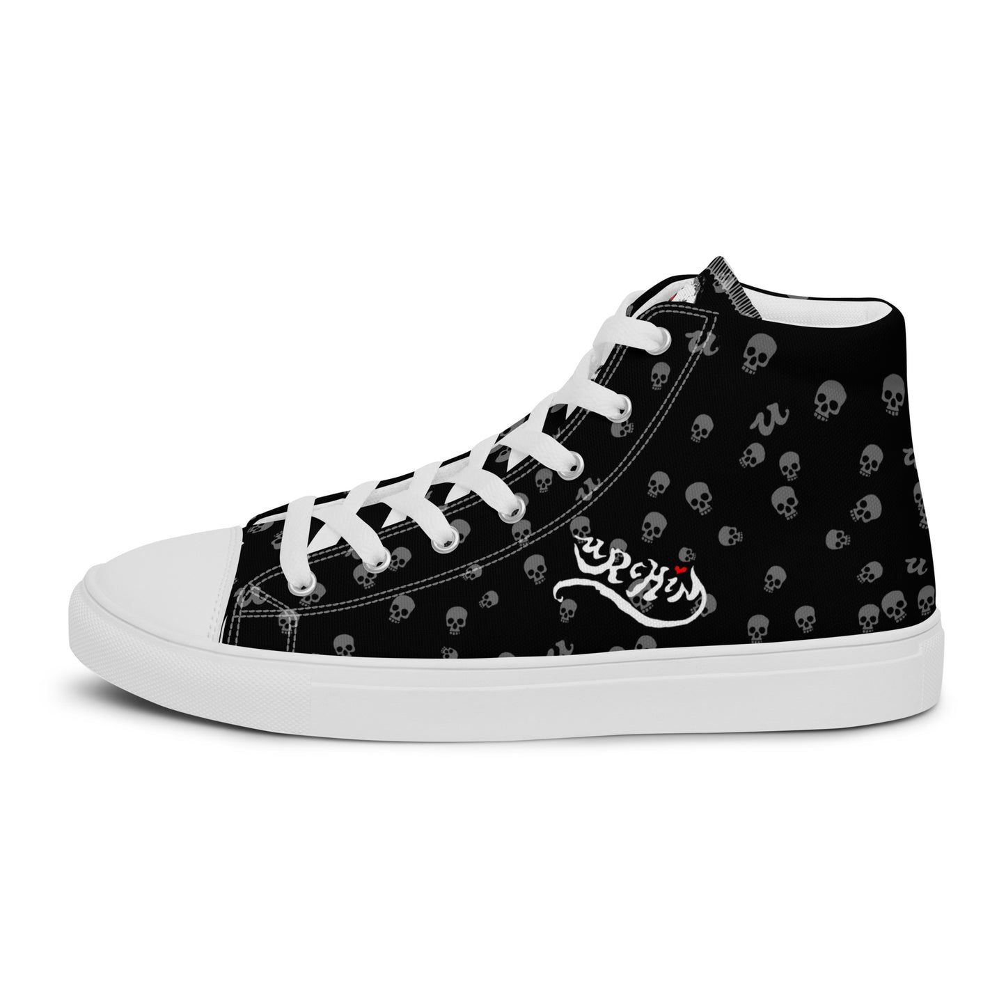 URCHIN Footwear 'SKULL STORM'. Mens high tops. Black or White Detailing Option. Choice of Sizes.