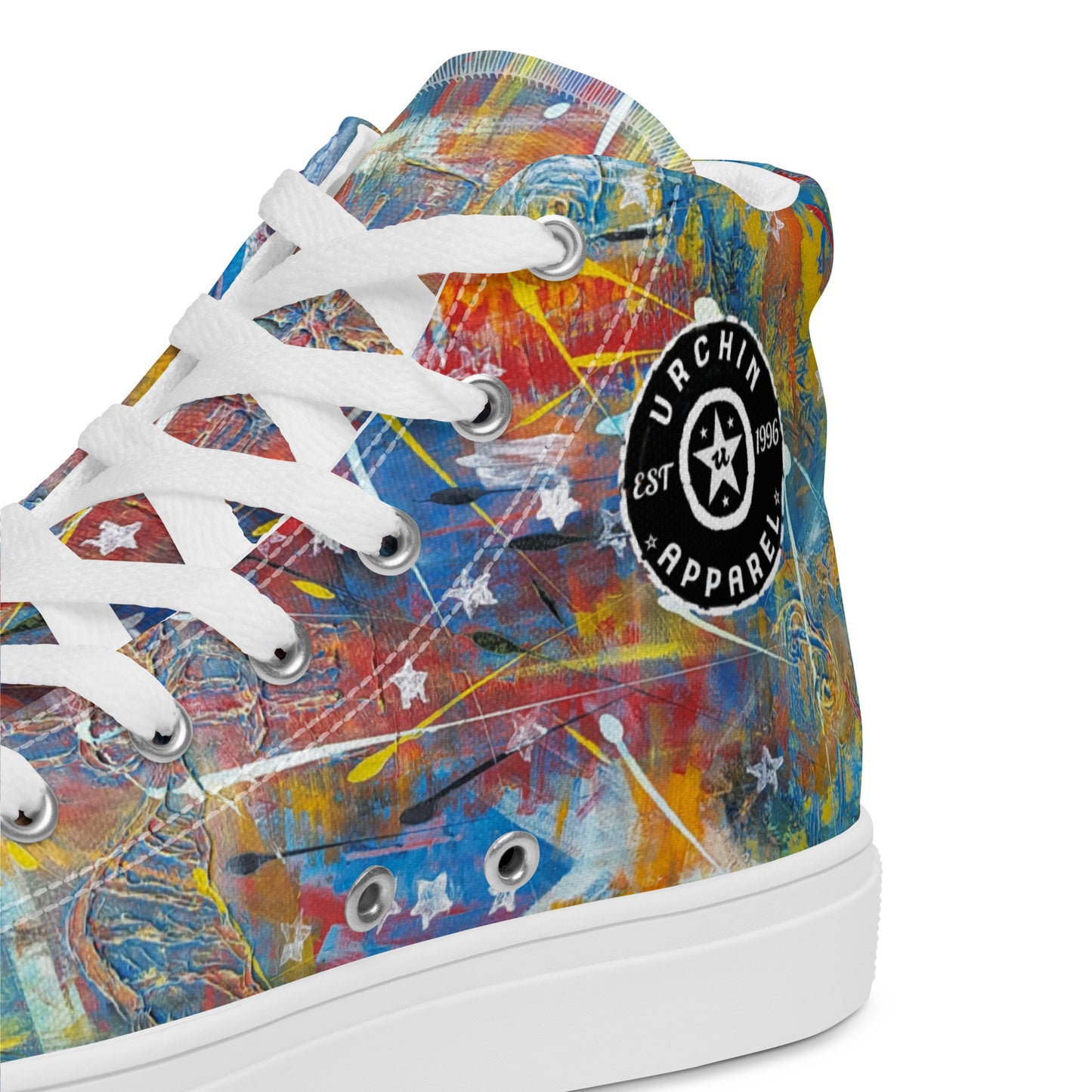 URCHIN Footwear 'FLAGS'. Mens High Tops. Black or White Detailing Option. Choice of Sizes.