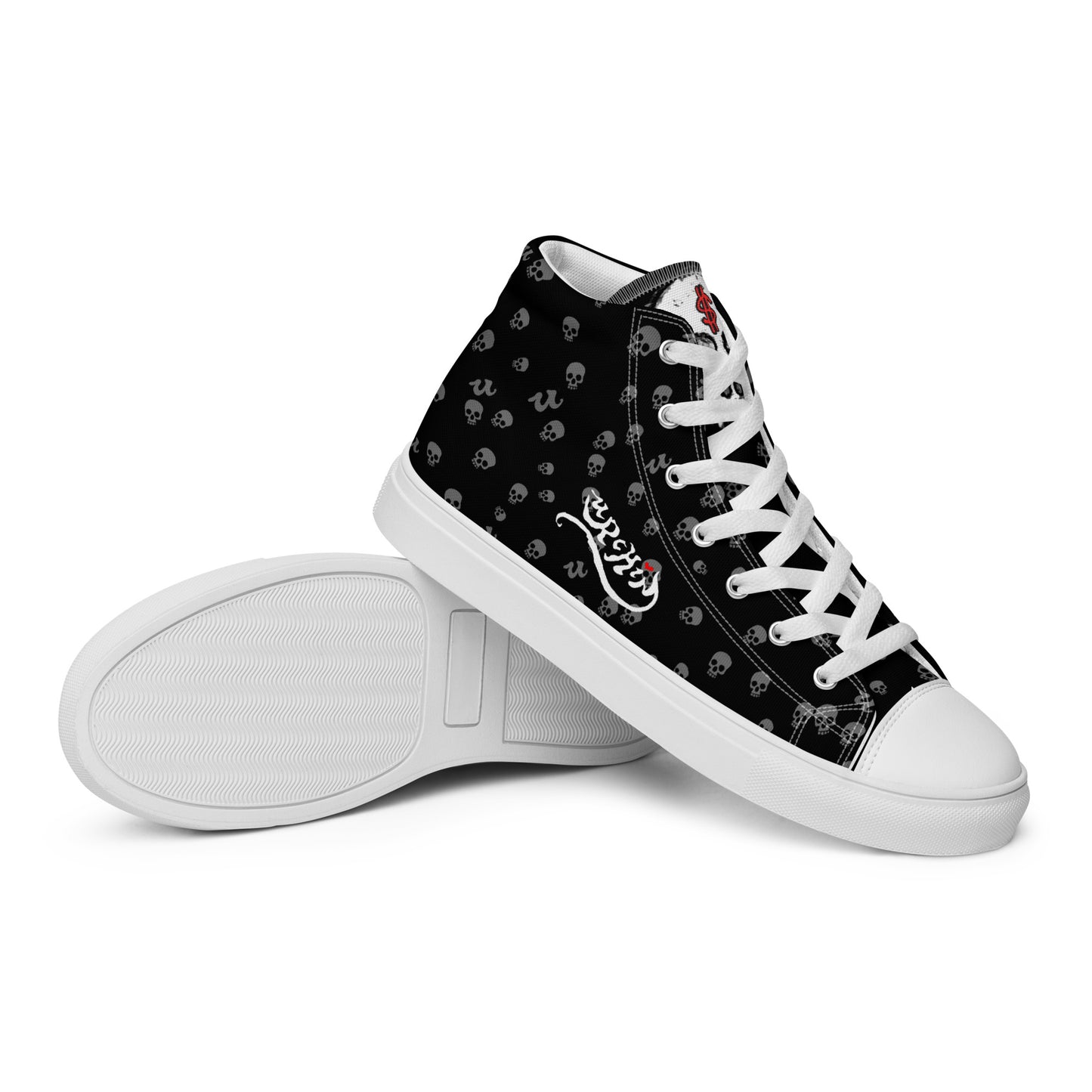 URCHIN Footwear 'SKULL STORM'. Mens high tops. Black or White Detailing Option. Choice of Sizes.